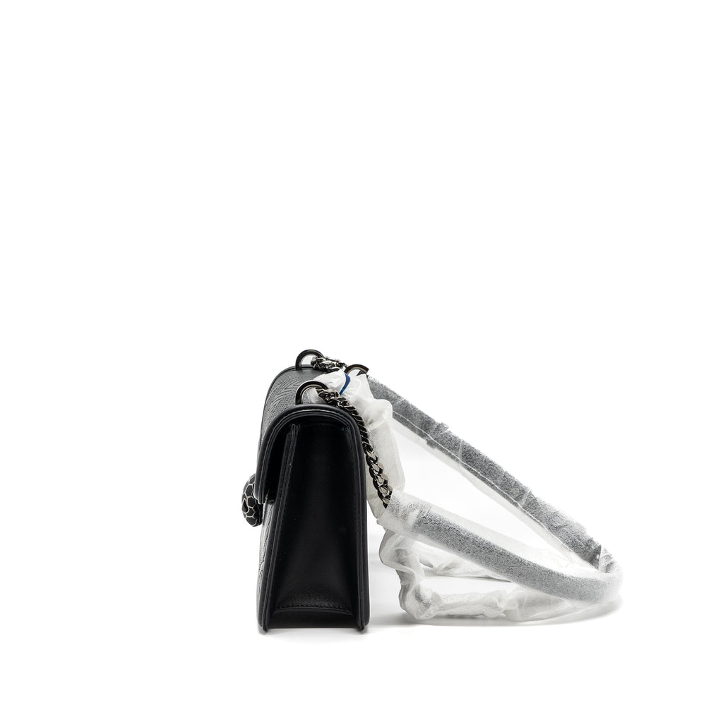 BVLGARI SERPENTI FOREVER FLAP BAG CALFSKIN BLACK RUTHENIUM HARDWARE