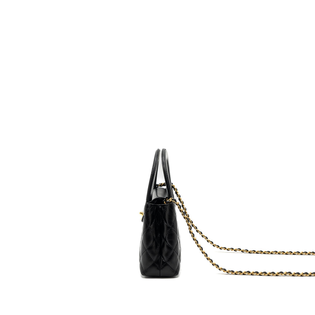 CHANEL 23K MINI SHOPPING BAG CALFSKIN BLACK BRUSHED GHW(MICROCHIP)
