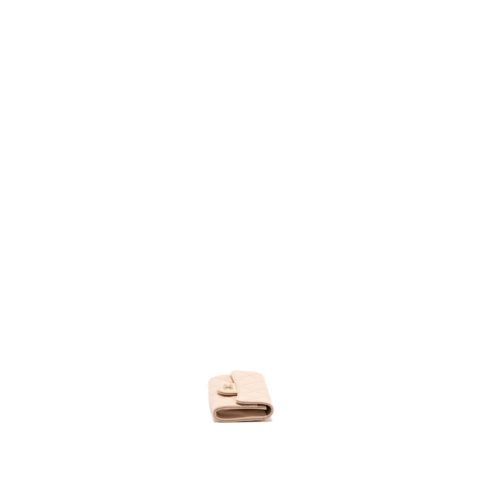 CHANEL CLASSIC FLAP CARD HOLDER CAVIAR LIGHT BEIGE LGHW