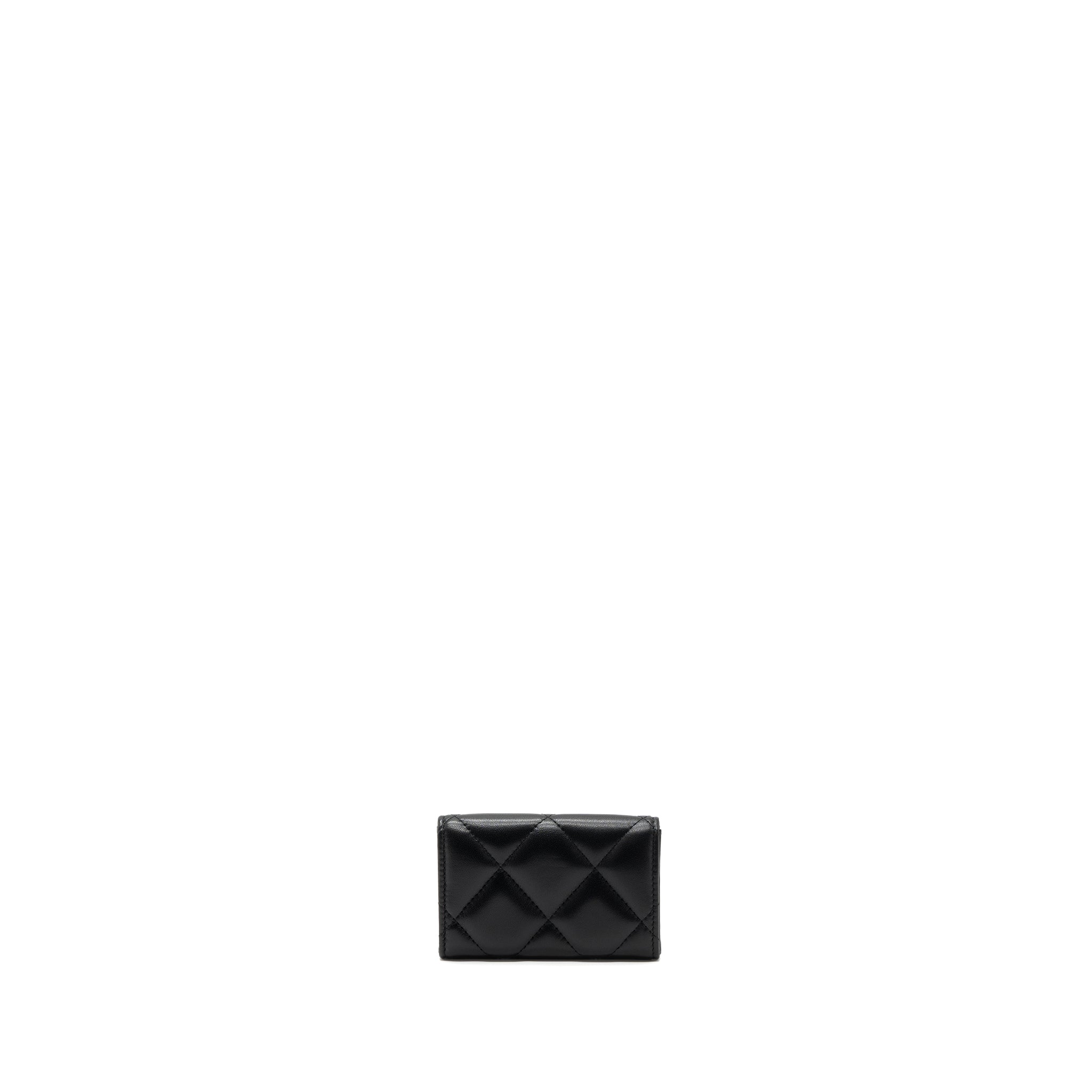CHANEL 19 FLAP CARD HOLDER LAMBSKIN BLACK GHW (MICROCHIP)
