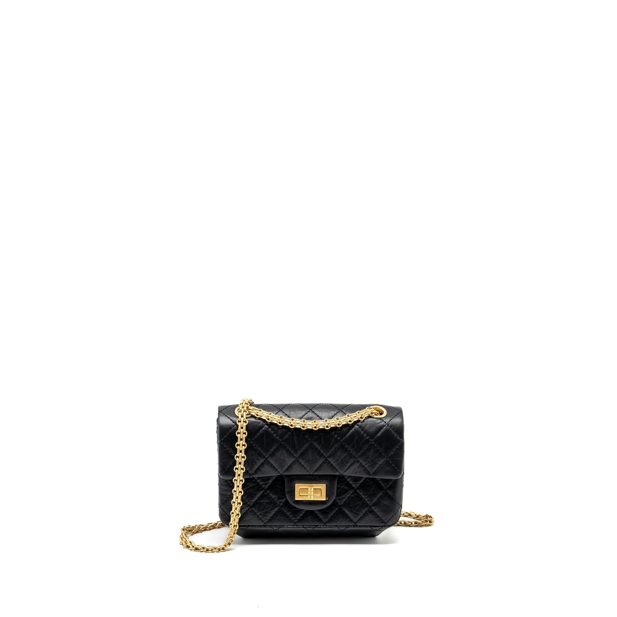 CHANEL MINI 2.55 REISSUE AGED CALFSKIN BLACK GHW (MICROCHIP)