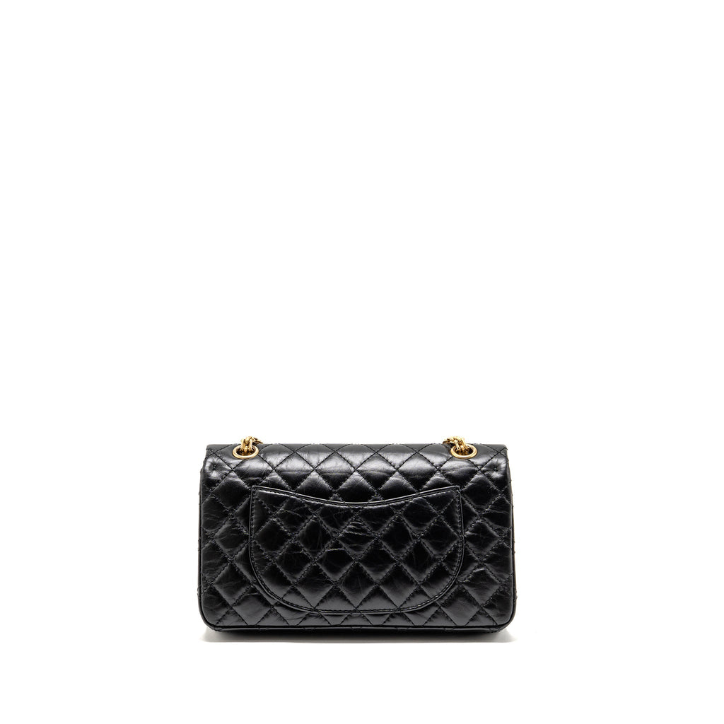 CHANEL SMALL 2.55 REISSUE FLAP BAG AGED CALFSKIN BLACK GHW