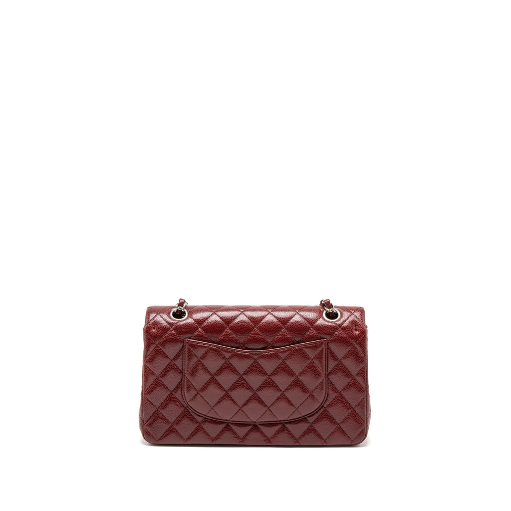 CHANEL MEDIUM CLASSIC DOUBLE FLAP BAG CAVIAR DARK RED SHW