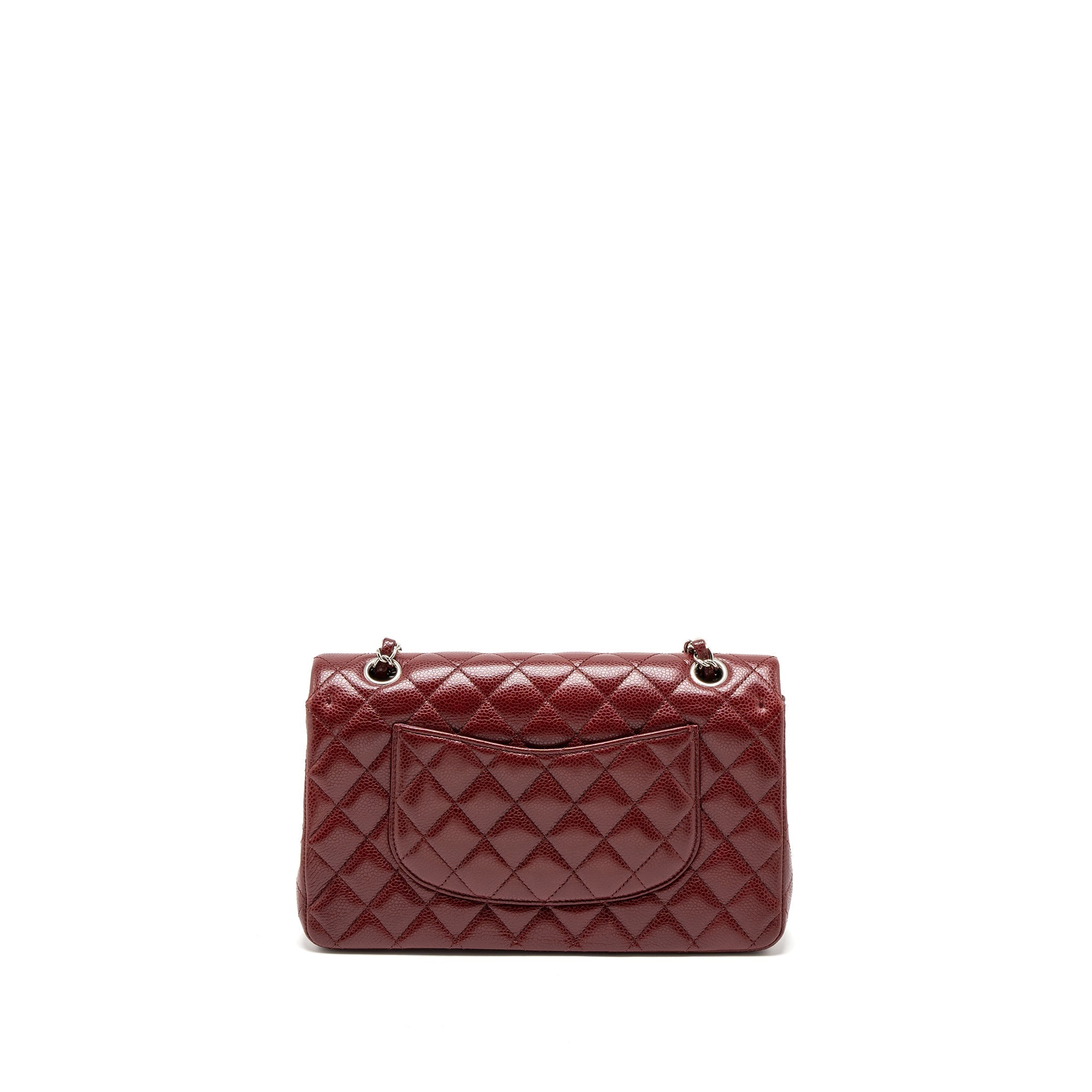 CHANEL MEDIUM CLASSIC DOUBLE FLAP BAG CAVIAR DARK RED SHW