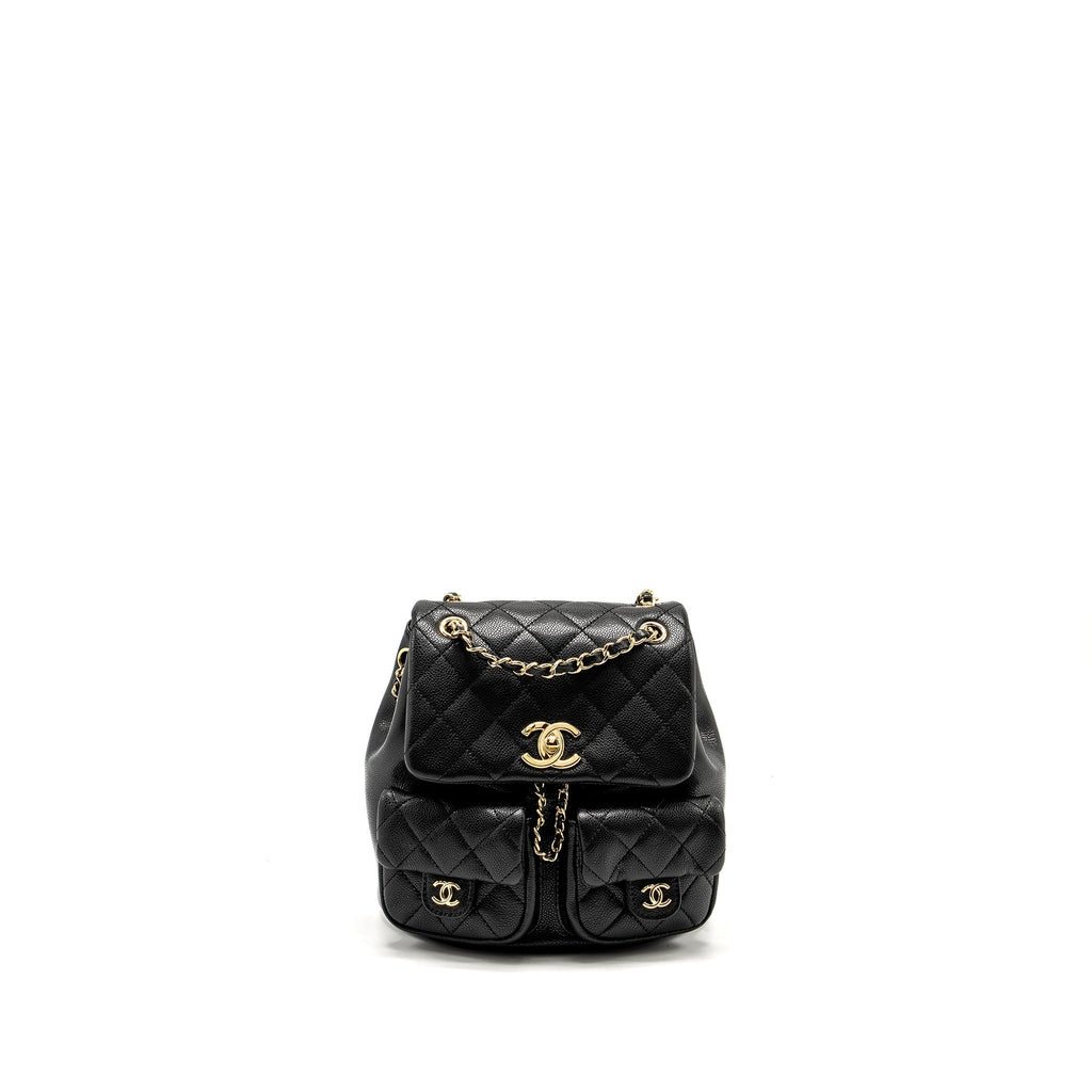 CHANEL TRIPLE PACK BACKPACK CAVIAR BLACK LGHW (MICROCHIP)