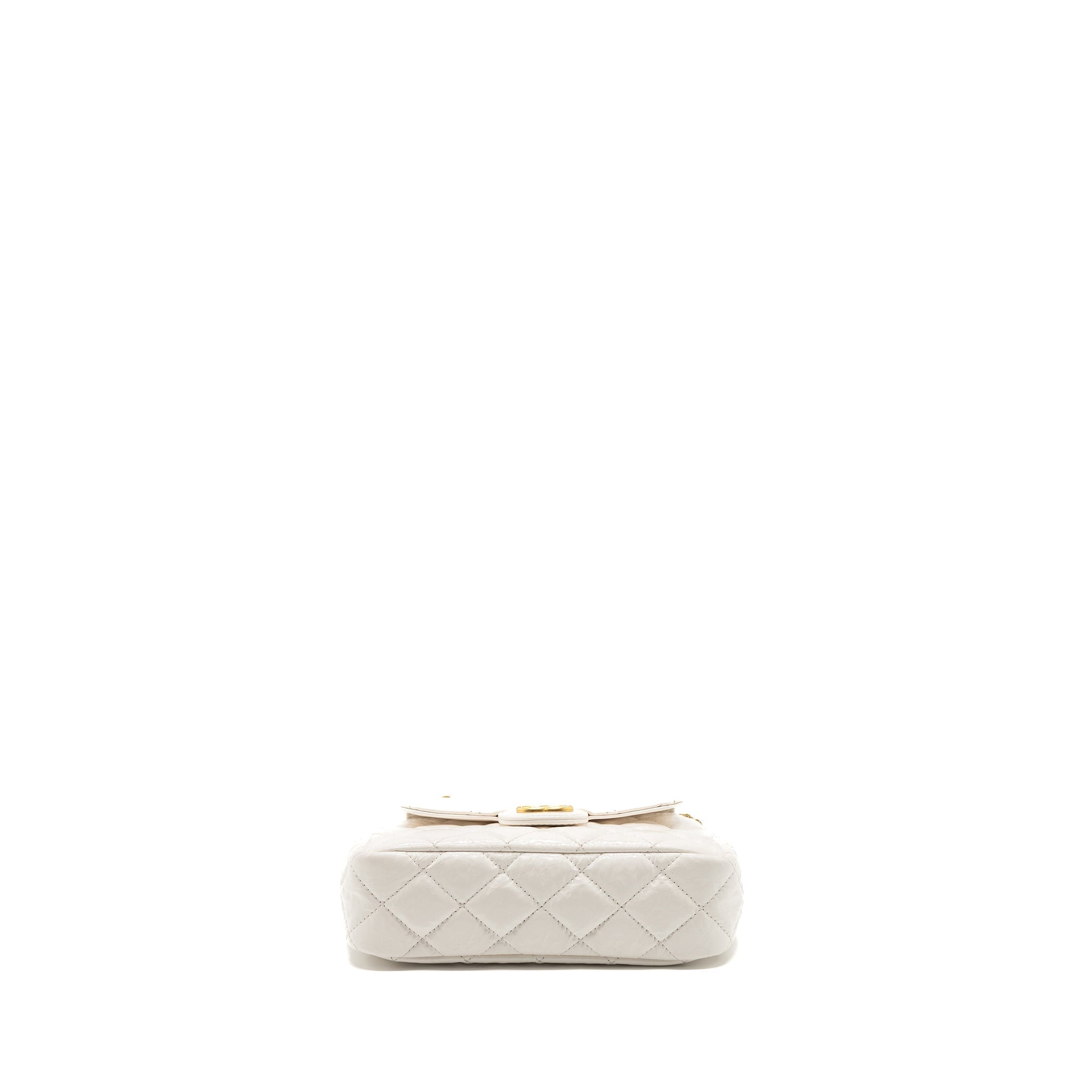 CHANEL 23B SMALL HOBO BAG SHINY CALFSKIN WHITE BRUSHED GHW(MICROCHIP)