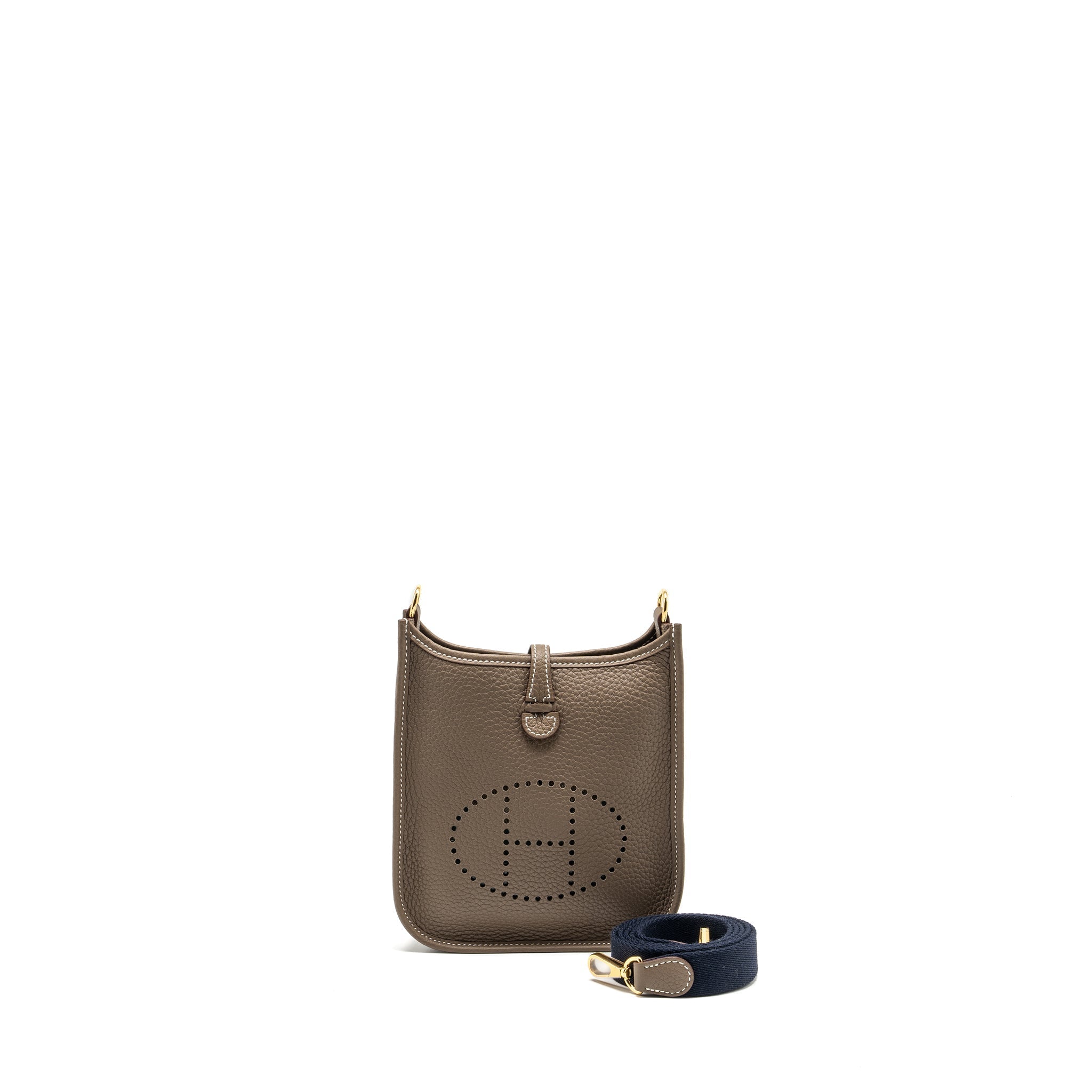 HERMES MINI EVELYNE CLEMENCE ETOUPE / BLUE INDIGO GHW