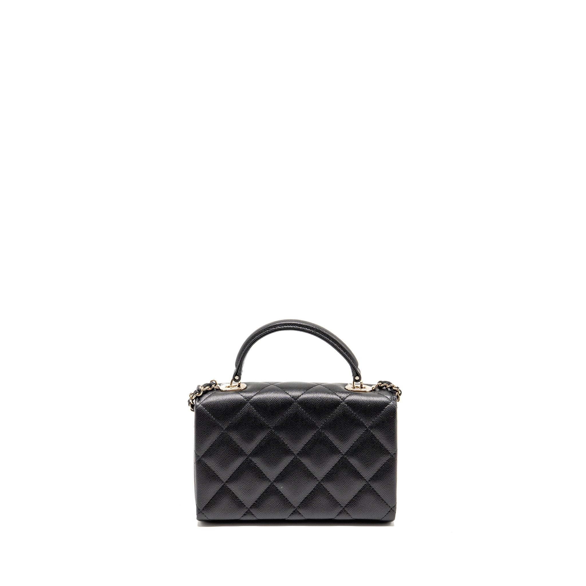 CHANEL TOP HANDLE QUILTED CC FLAP BAG CAVIAR BLACK LGHW (MICROCHIP)