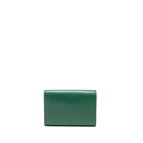 GUCCI MINI DIONYSUS WALLET ON CHAIN CALFSKIN GREEN MULTICOLOUR HARDWARE