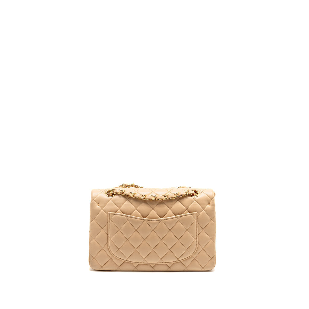 CHANEL SMALL CLASSIC DOUBLE FLAP BAG LAMBSKIN BEIGE GHW