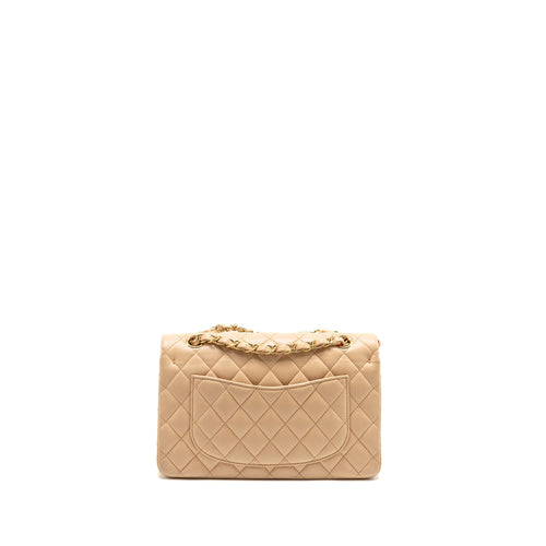 CHANEL SMALL CLASSIC DOUBLE FLAP BAG LAMBSKIN BEIGE GHW