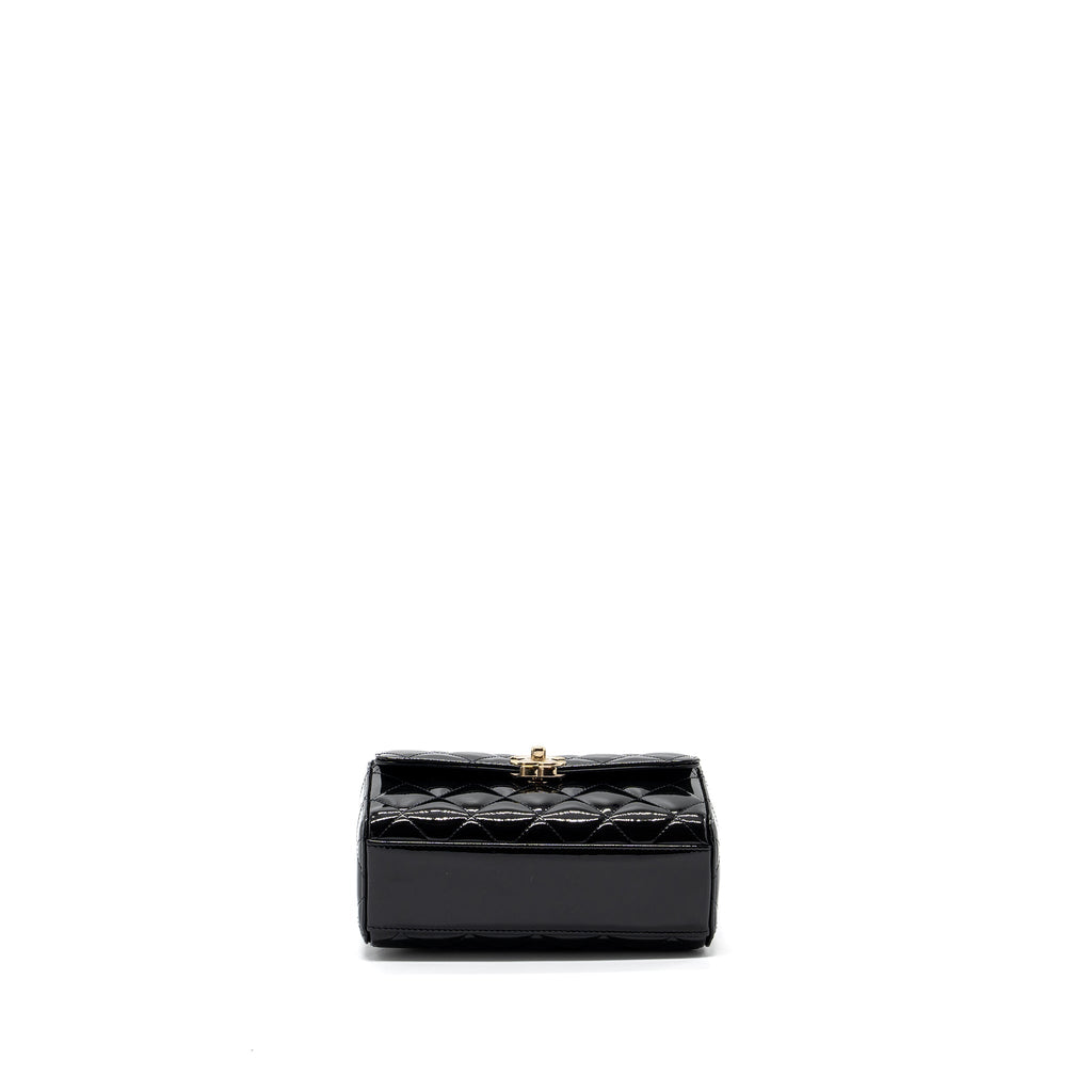 CHANEL SMALL TRENDY CC DUAL FLAP BAG PATENT BLACK LGHW (MICROCHIP)