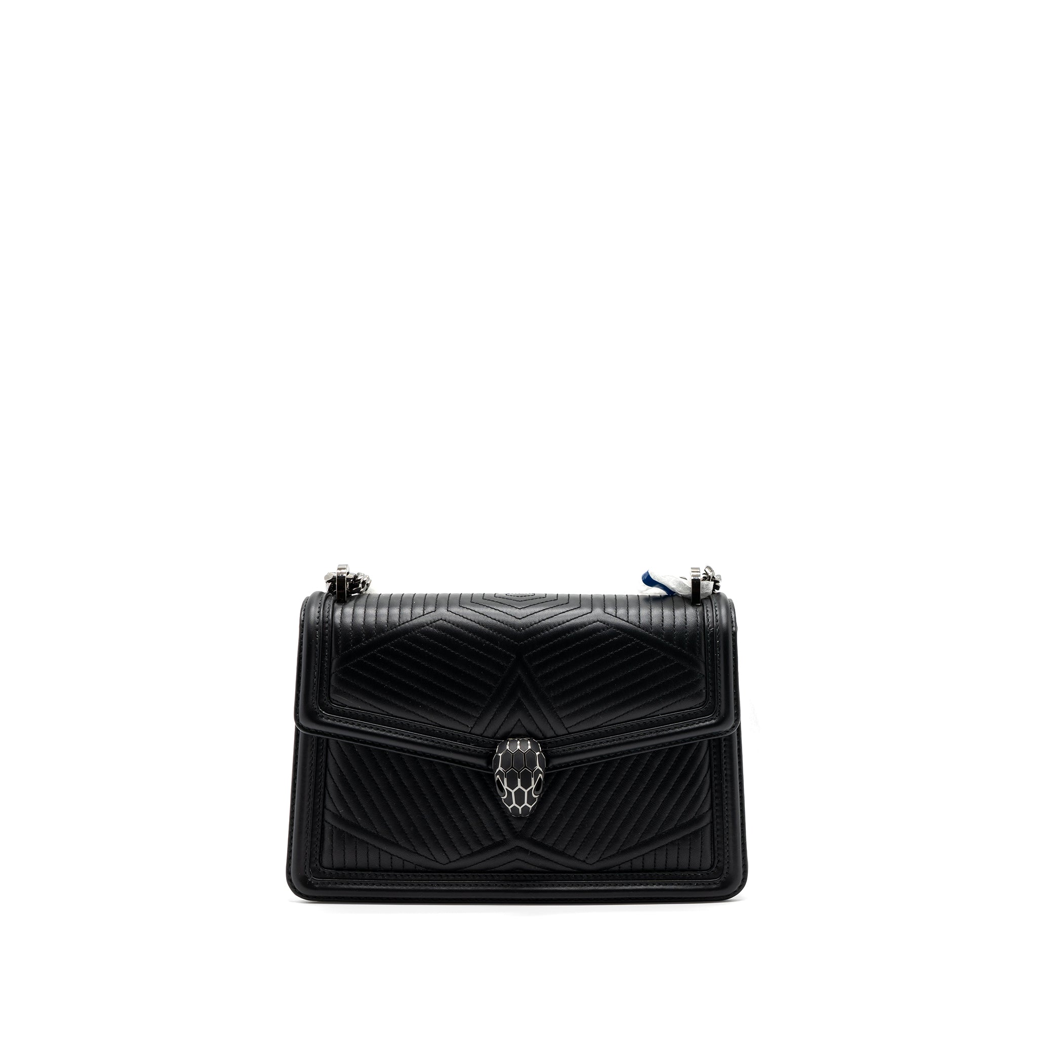 BVLGARI SERPENTI FOREVER FLAP BAG CALFSKIN BLACK RUTHENIUM HARDWARE