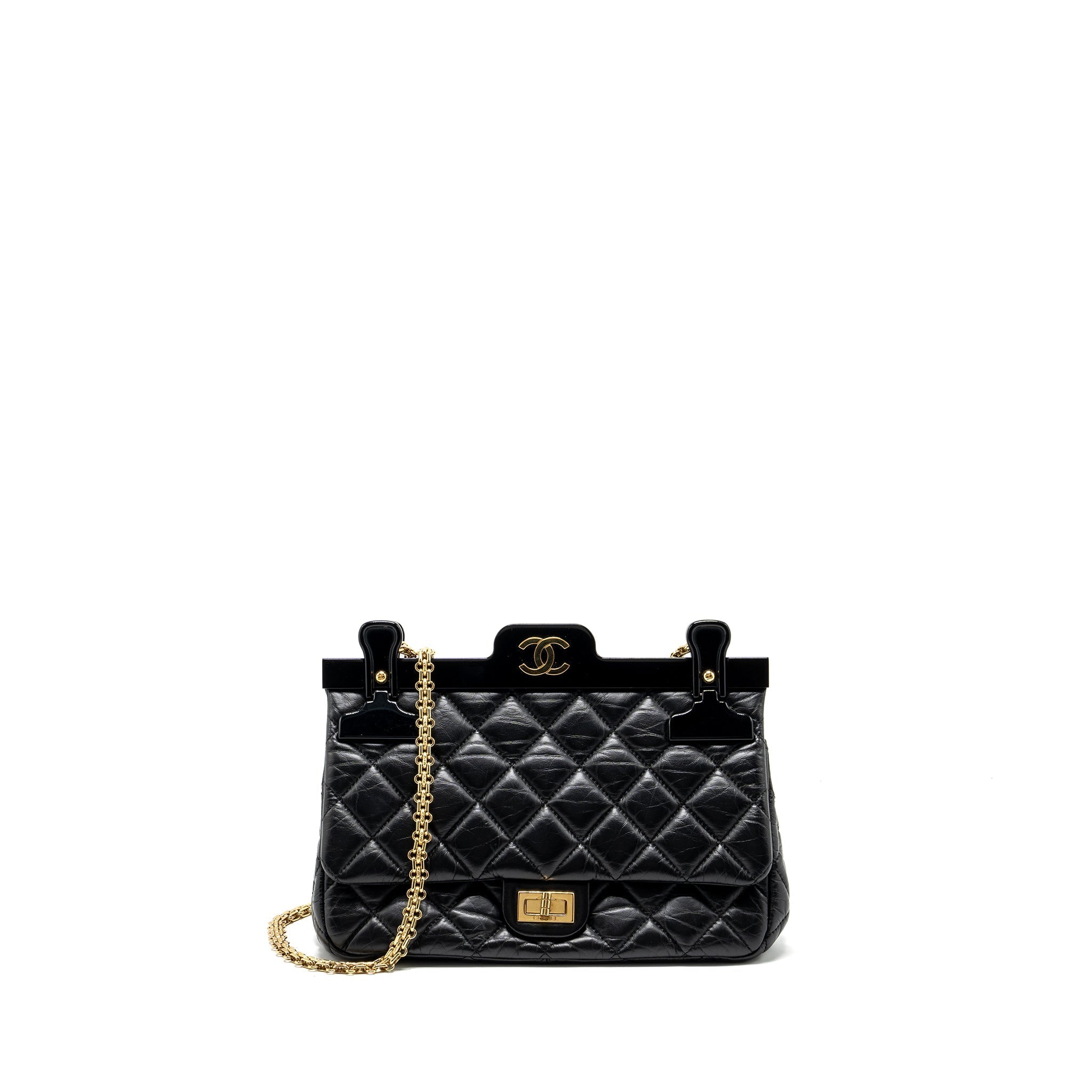 CHANEL HANGER REISSUE FLAP BAG LIMITED EDITION AGED CALFSKIN BLACK GHW