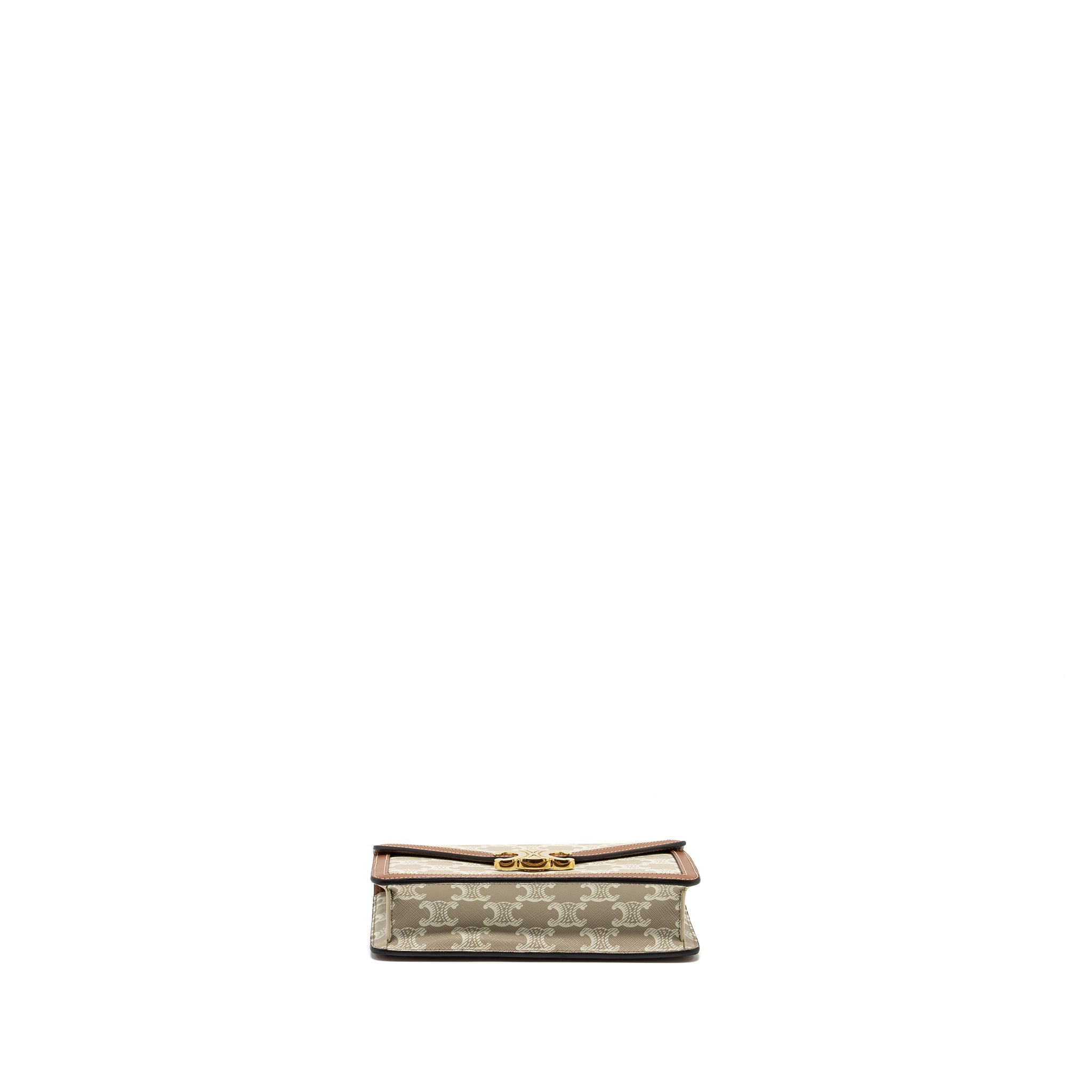 CELINE MARGO WALLET ON CHAIN TRIOMPHE CANVAS / CALFSKIN GREGE GHW
