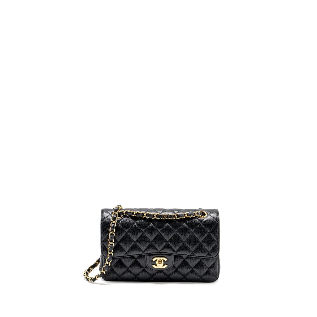 CHANEL SMALL CLASSIC DOUBLE FLAP BAG CAVIAR BLACK GHW