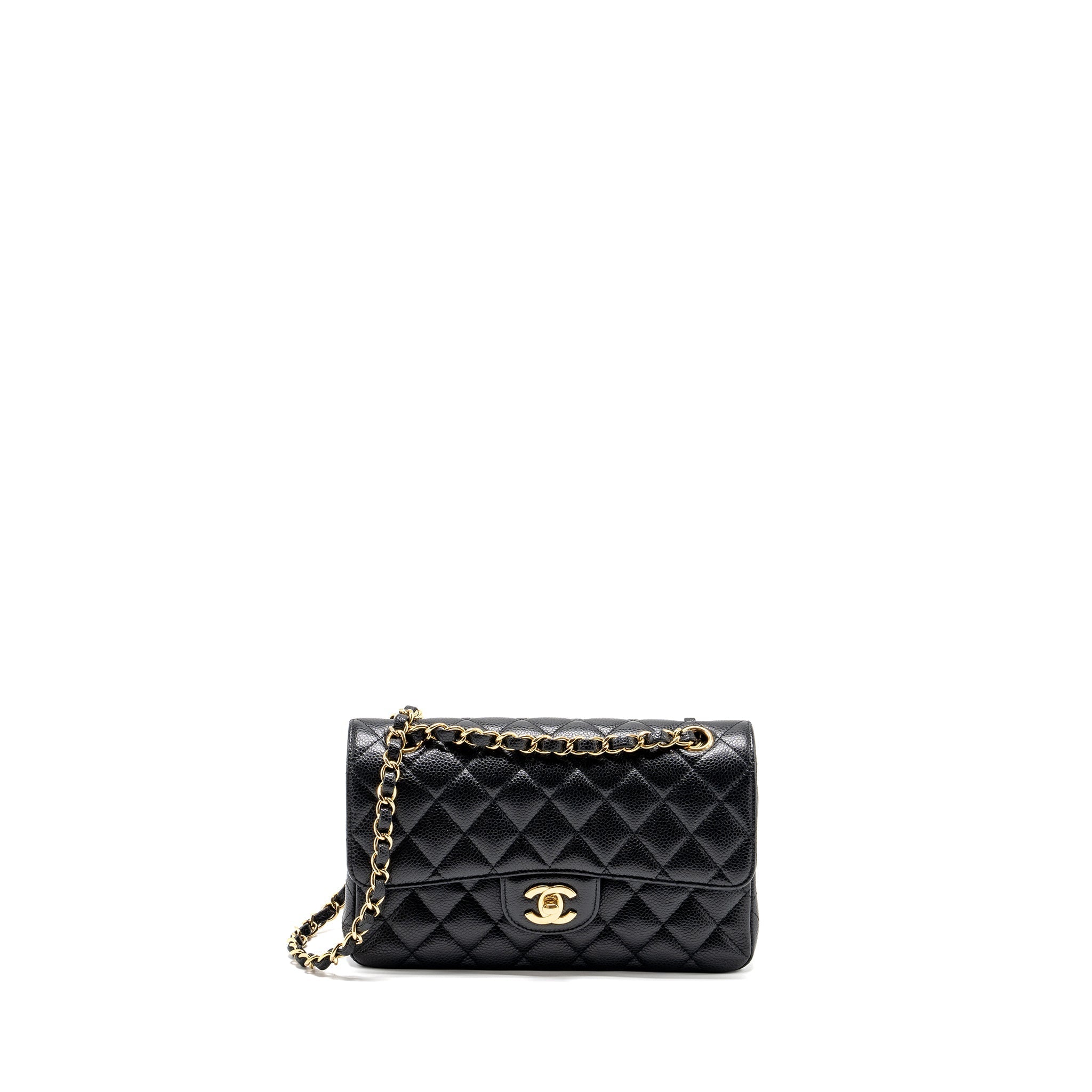 CHANEL SMALL CLASSIC DOUBLE FLAP BAG CAVIAR BLACK GHW