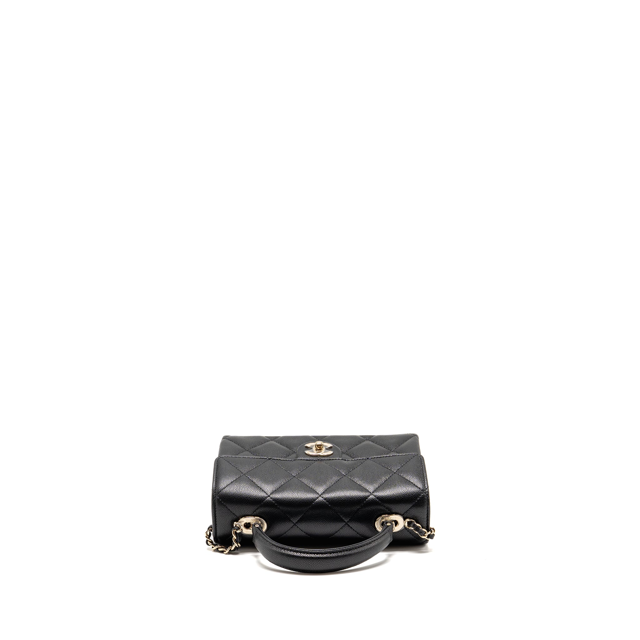CHANEL TOP HANDLE QUILTED CC FLAP BAG CAVIAR BLACK LGHW (MICROCHIP)