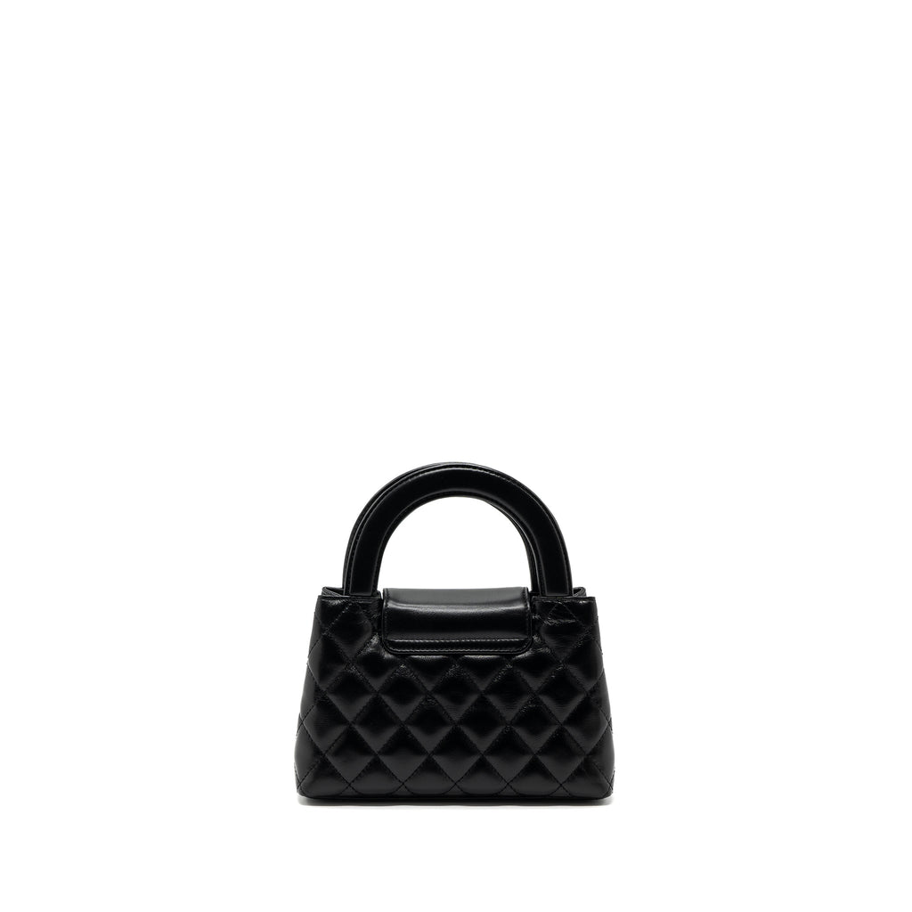 CHANEL 23K MINI SHOPPING BAG CALFSKIN BLACK BRUSHED GHW(MICROCHIP)