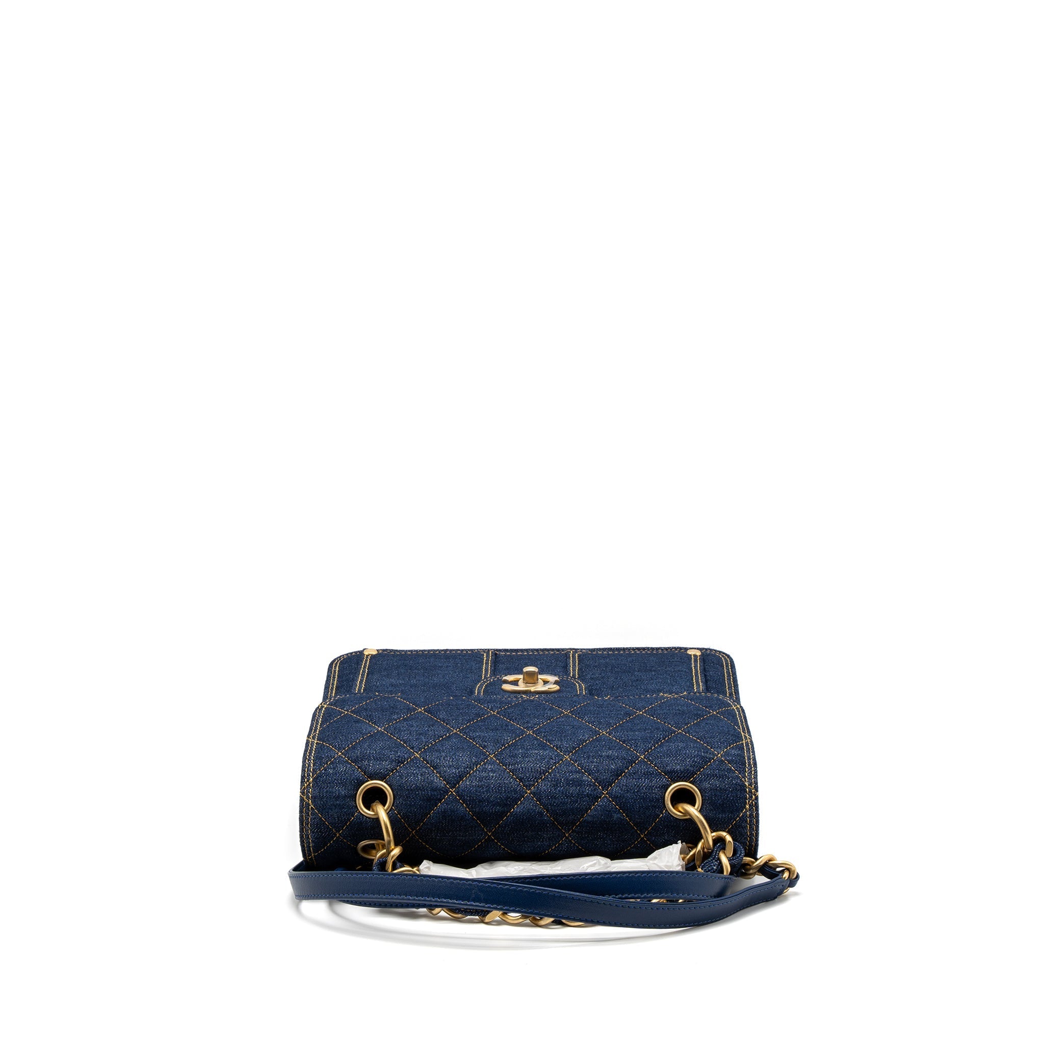 CHANEL 23S FLAP BACKPACK DENIM BLUE BRUSHED GHW (MICROCHIP)