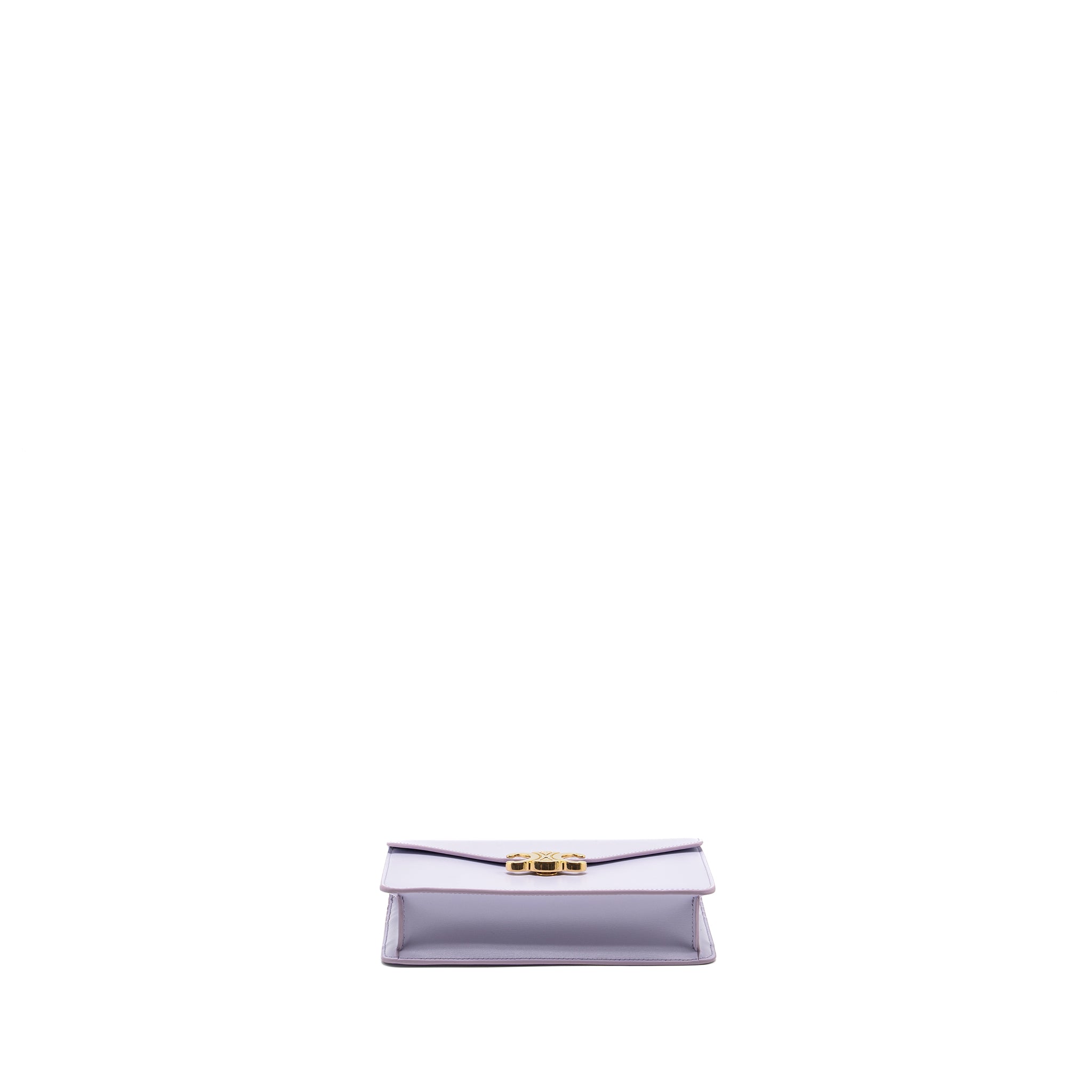CELINE TRIOMPHE WALLET ON CHAIN MARGO SHINY CALFSKIN LIGHT LAVENDER GHW