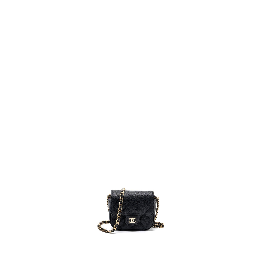 CHANEL MINI CLUTCH WITH CHAIN CAVIAR BLACK LGHW (MICROCHIP)