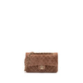 CHANEL MEDIUM CLASSIC DOUBLE FLAP BAG SUEDE LEATHER LIGHT BROWN LGHW (MICROCHIP )