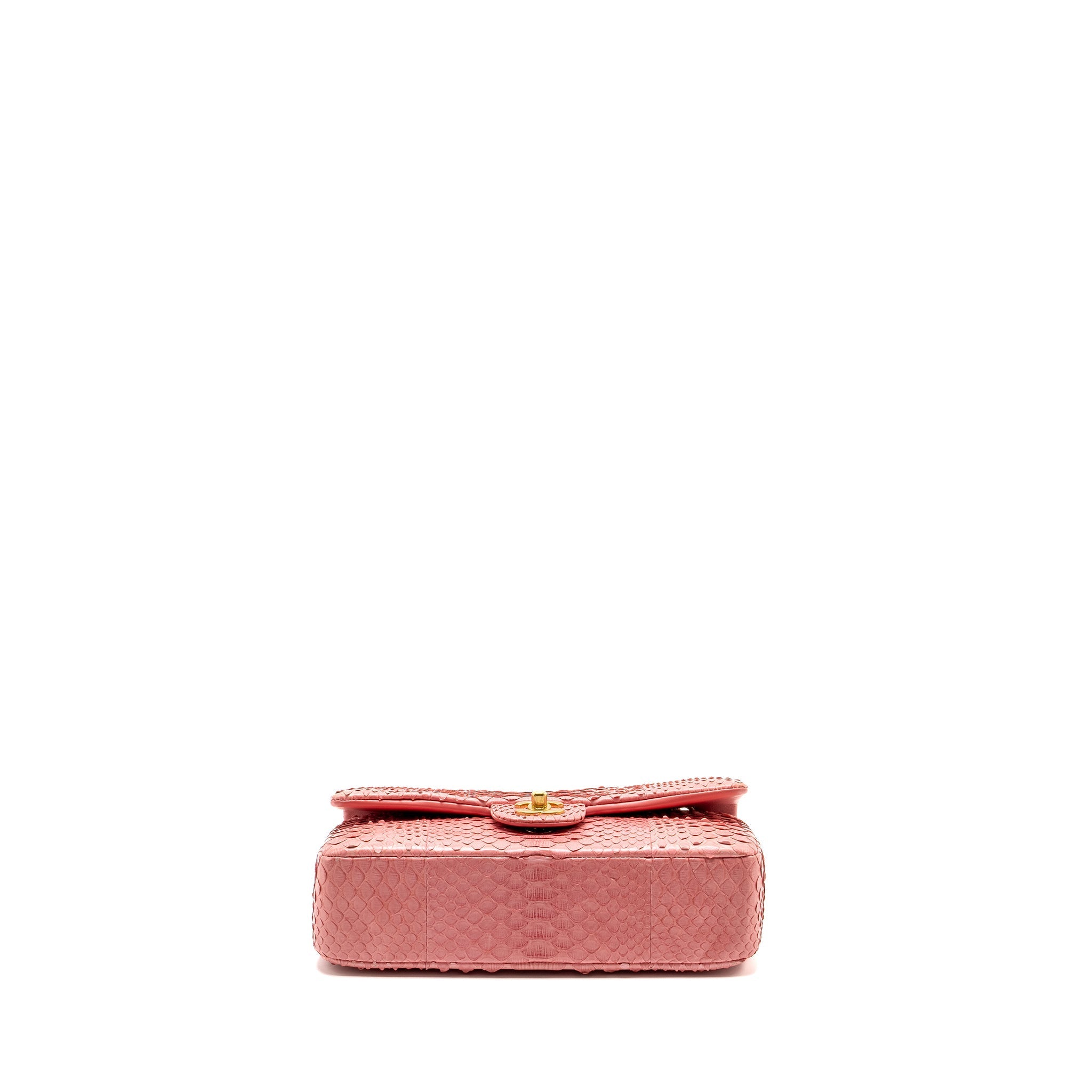 CHANEL MEDIUM FLAP BAG WITH DETAILED CHARMS PYTHON PINK GHW