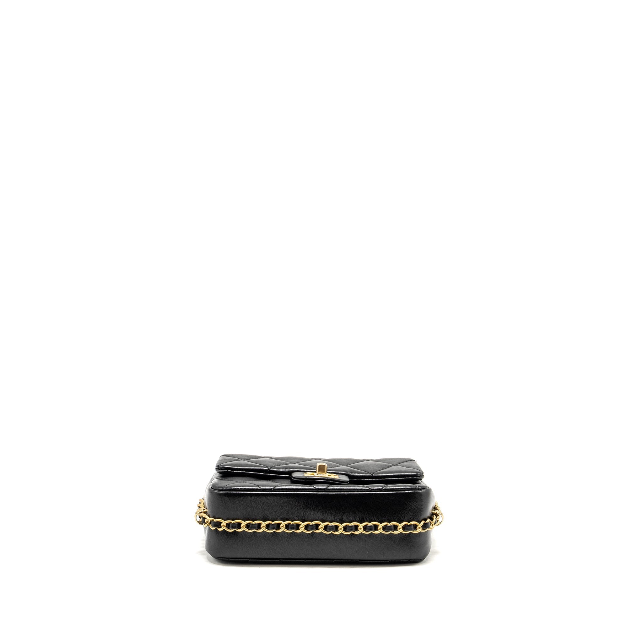 CHANEL MINI COCO CC LOGO QUILTED FLAP BAG LAMBSKIN BLACK GHW (MICROCHIP)