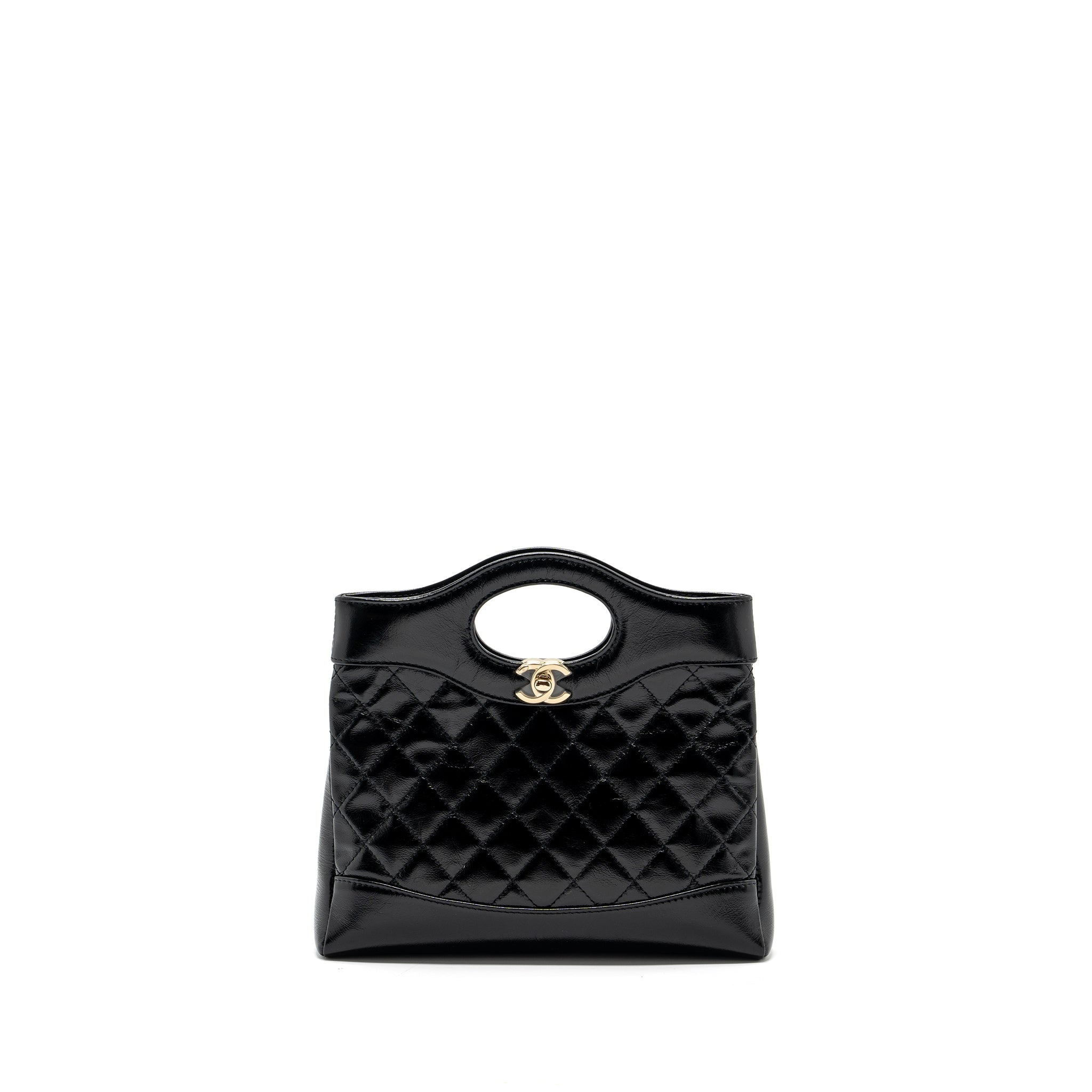 CHANEL 23C MINI 31 BAG SHINY CALFSKIN BLACK LGHW (MICROCHIP)