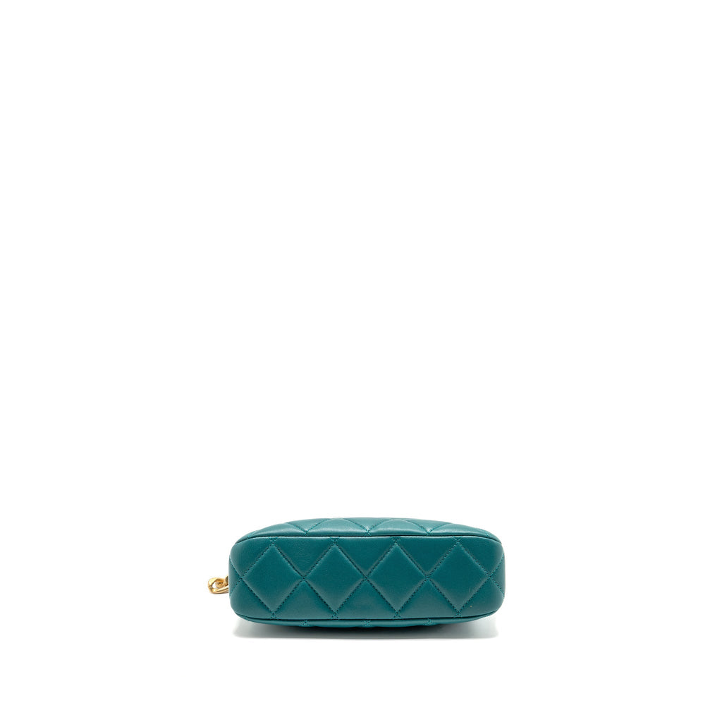 CHANEL 23A SMALL CC HOBO BAG WITH DETAILED CHAIN LAMBSKIN DARK GREEN GHW (MICROCHIP)