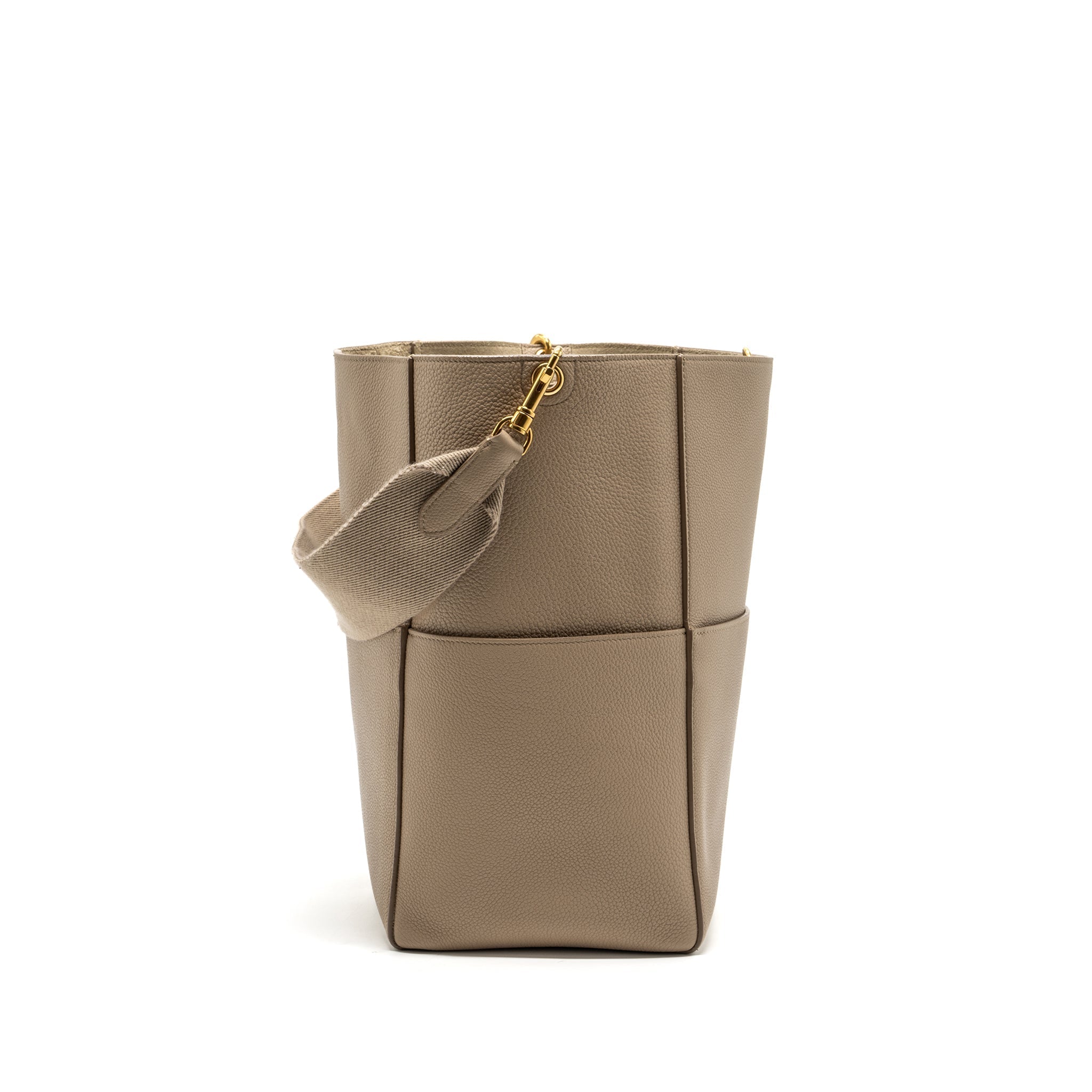 CELINE SANGLE BUCKET BAG CALFSKIN LIGHT GREY GHW