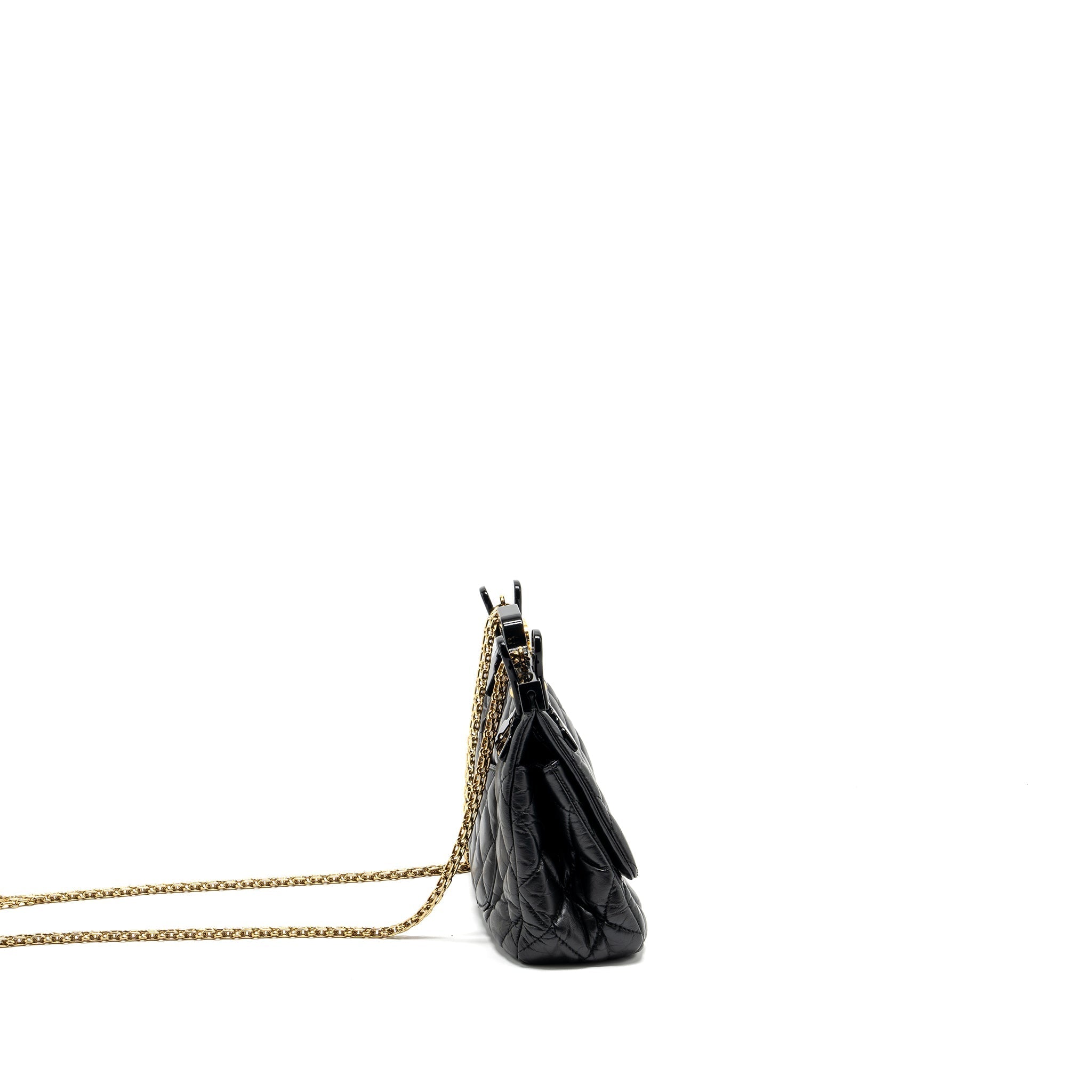 CHANEL HANGER REISSUE FLAP BAG LIMITED EDITION AGED CALFSKIN BLACK GHW