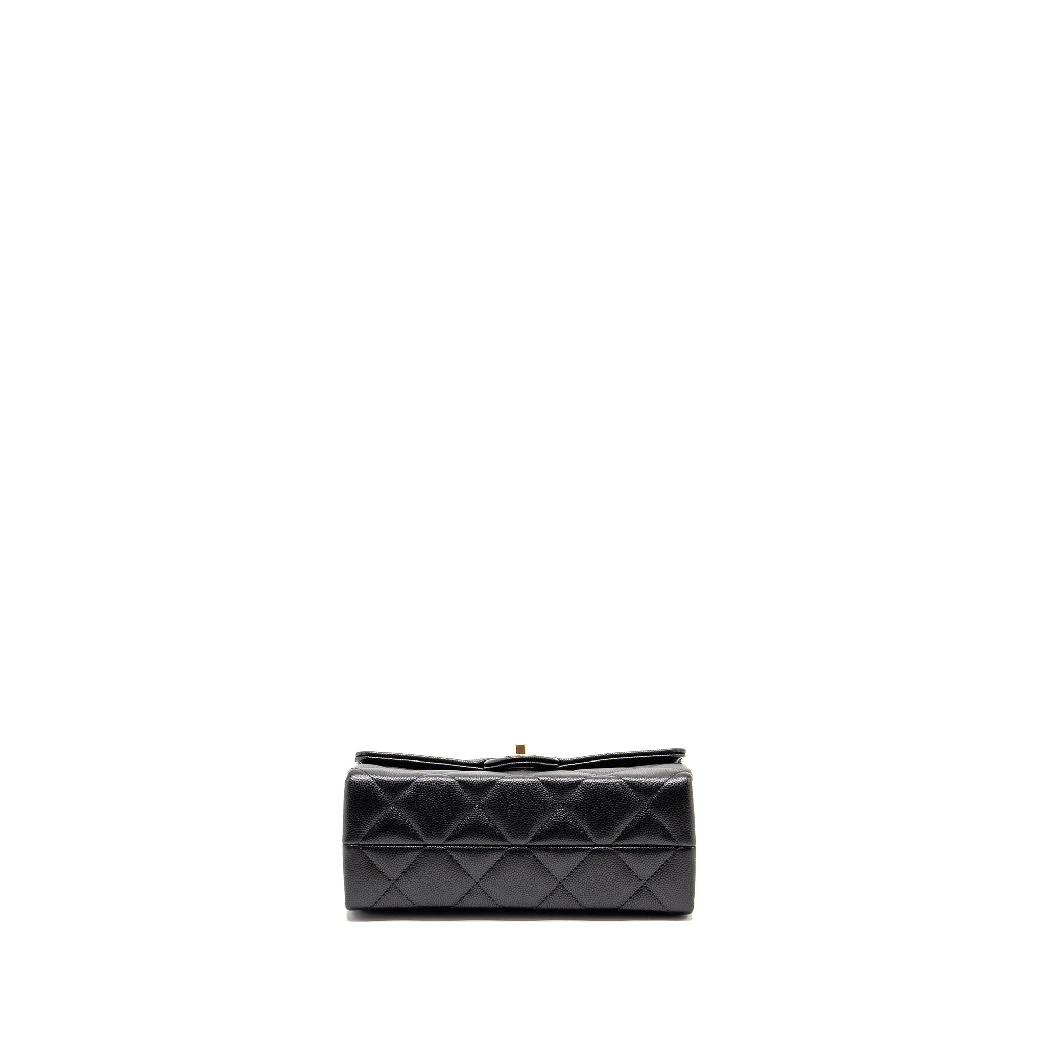 CHANEL TOP HANDLE QUILTED CC FLAP BAG CAVIAR BLACK LGHW (MICROCHIP)