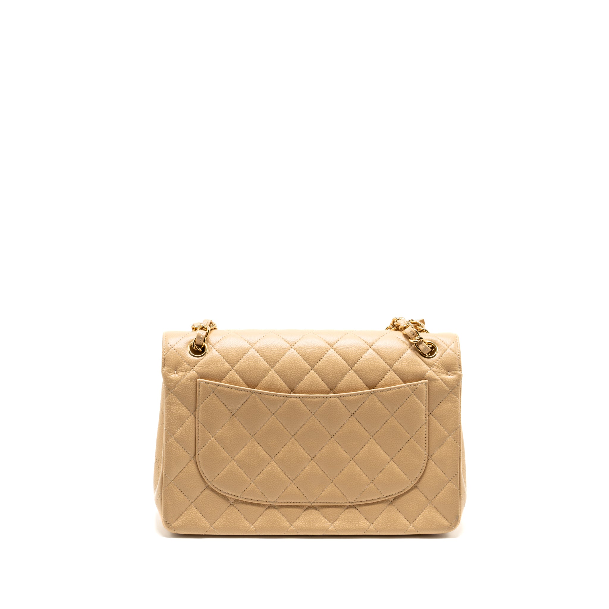 CHANEL JUMBO CLASSIC DOUBLE FLAP CAVIAR BEIGE LGHW (MICROCHIP)