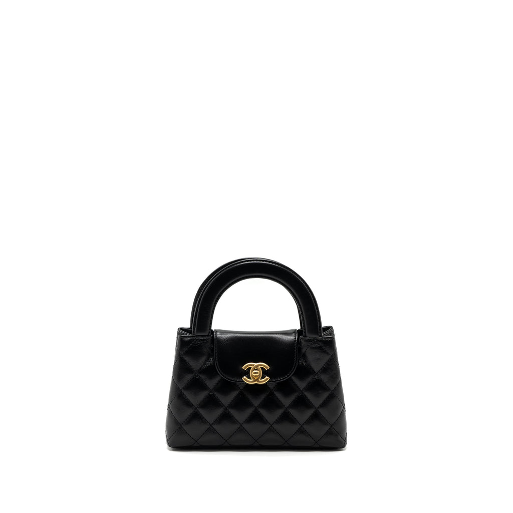 CHANEL 23K MINI SHOPPING BAG CALFSKIN BLACK BRUSHED GHW(MICROCHIP)