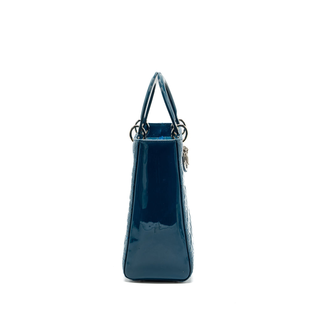 DIOR LARGE LADY DIOR PATENT BLUE SHW
