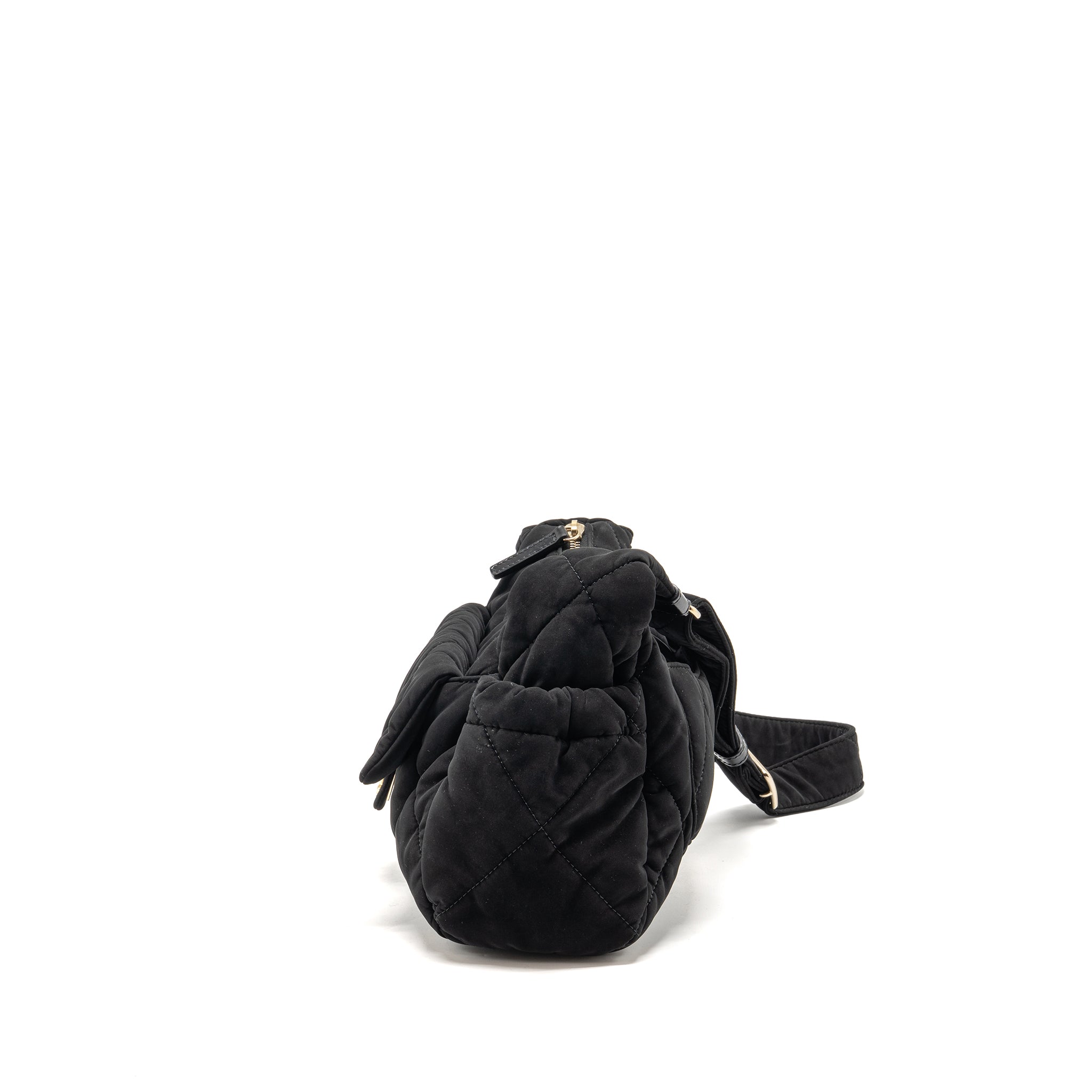 CHANEL 25N SKI SERIES COCONEIGE SHOULDER BAG NYLON BLACK LGHW (MICROCHIP)