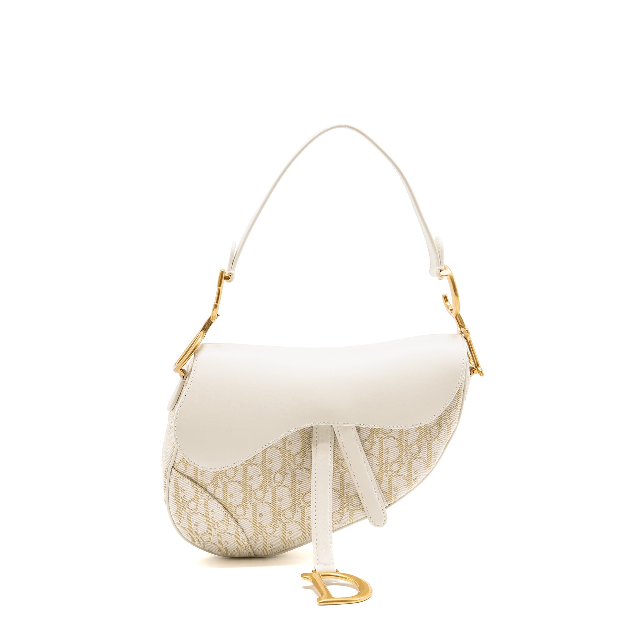 DIOR MEDIUM SADDLE BAG OBLIQUE CANVAS/LEATHER LATTE/MULTICOLOUR GHW