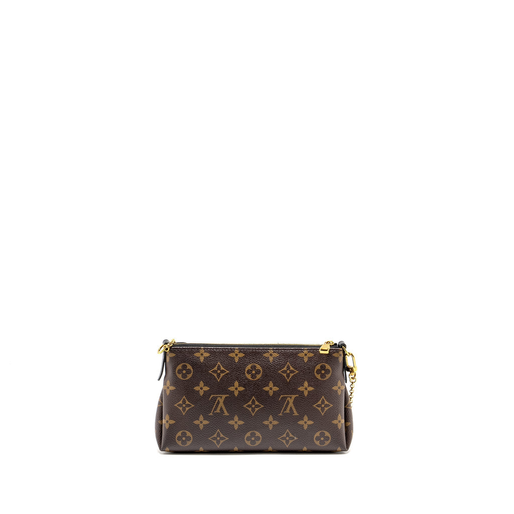 LOUIS VUITTON PALLAS CLUTCH MONOGRAM 2 WAY SHOULDER BAG MONOGRAM CANVAS/LEATHER BLACK GHW