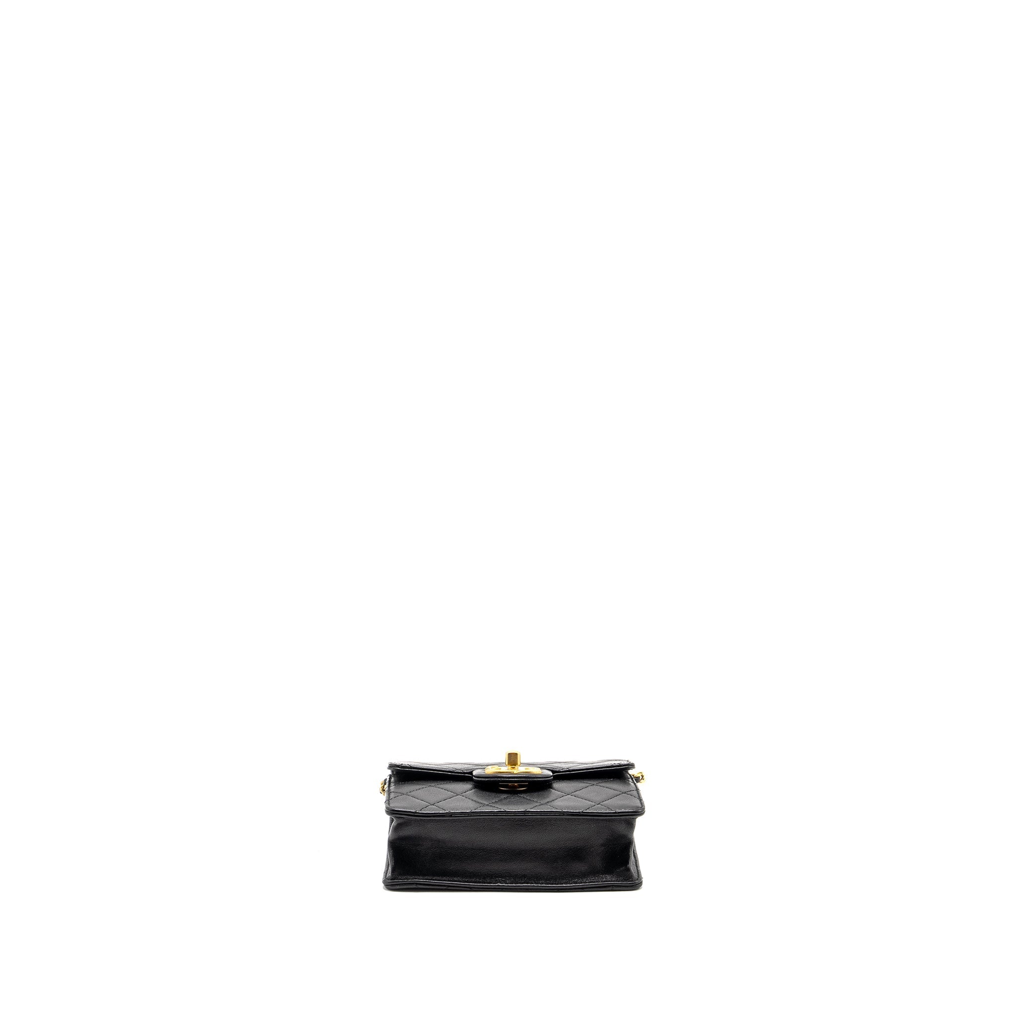 CHANEL 19S PEARL CHAIN QUILTED VERTICAL FLAP BAG LAMBSKIN BLACK GHW