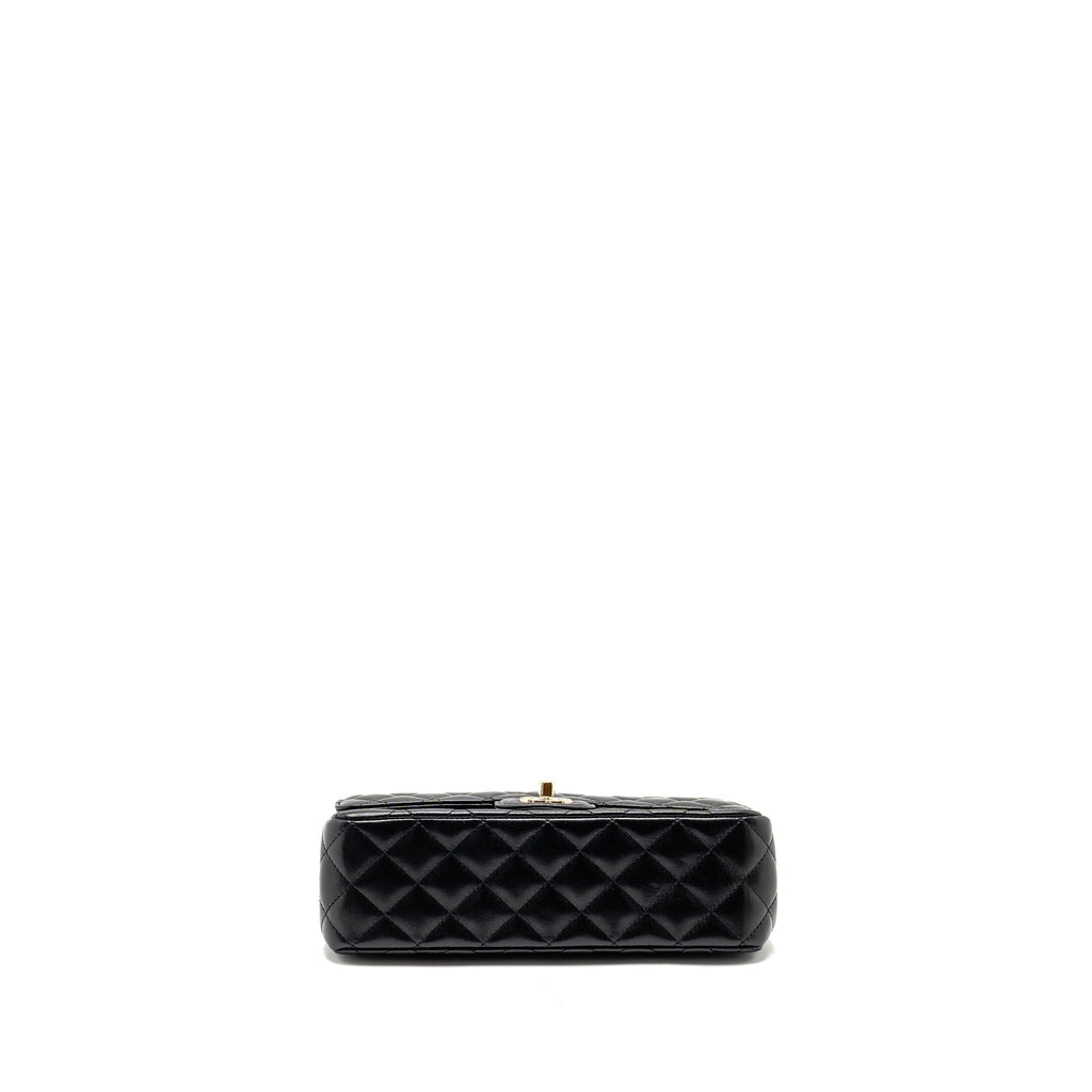 CHANEL 23A CRYSTAL TOP HANDLE FLAP BAG SHINY LAMBSKIN BLACK LGHW(MICROCHIP)