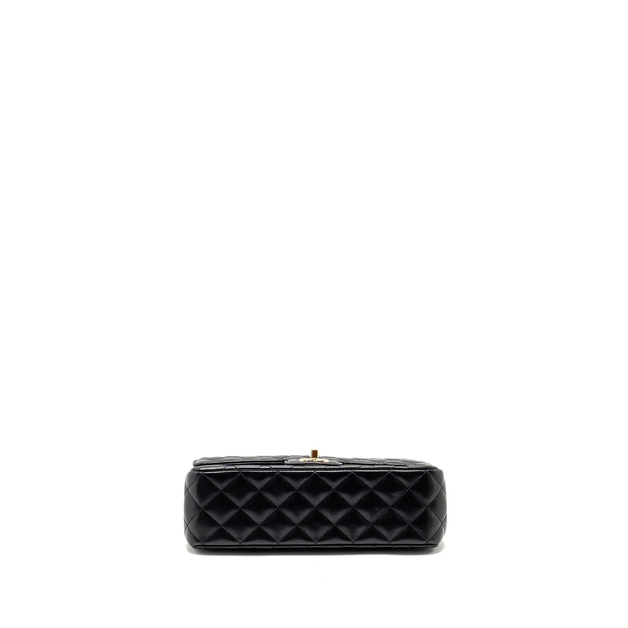 CHANEL 23A CRYSTAL TOP HANDLE FLAP BAG SHINY LAMBSKIN BLACK LGHW(MICROCHIP)