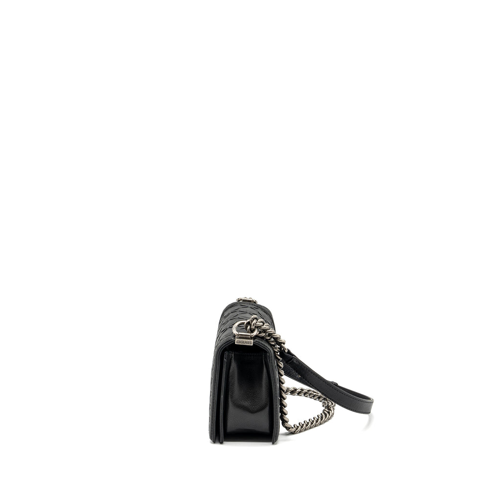 CHANEL MEDIUM BOY BAG LIMITED QUILTED CAVIAR BLACK RUTHENIUM HARDWARE