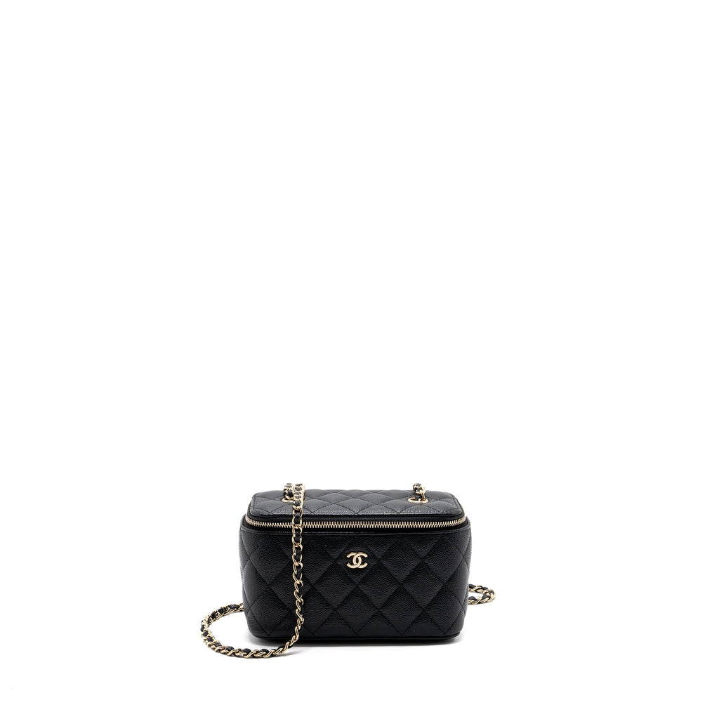 CHANEL LONG VANITY CASE CAVIAR BLACK LGHW