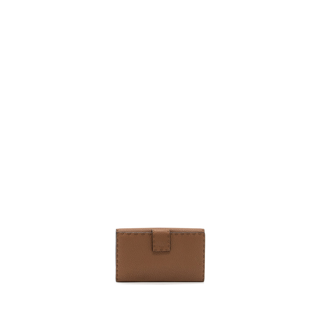 FENDI PEEKABOO CONTINENTAL WALLET WITH TOPSTITCHING LEATHER BROWN SHW
