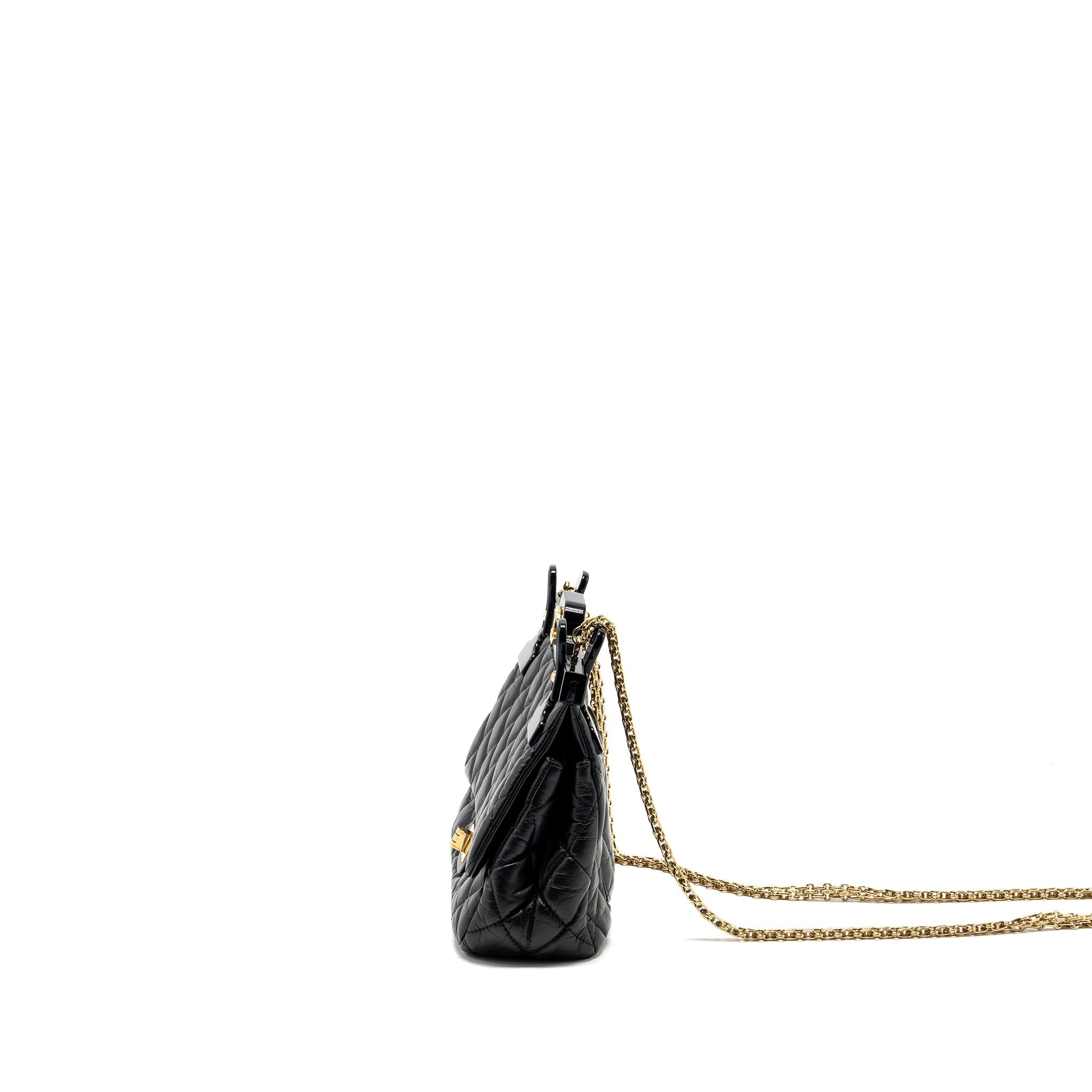 CHANEL HANGER REISSUE FLAP BAG LIMITED EDITION AGED CALFSKIN BLACK GHW