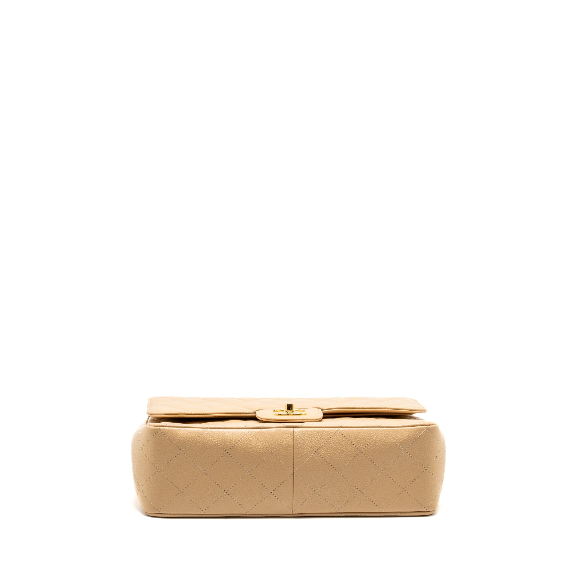 CHANEL JUMBO CLASSIC DOUBLE FLAP CAVIAR BEIGE LGHW (MICROCHIP)