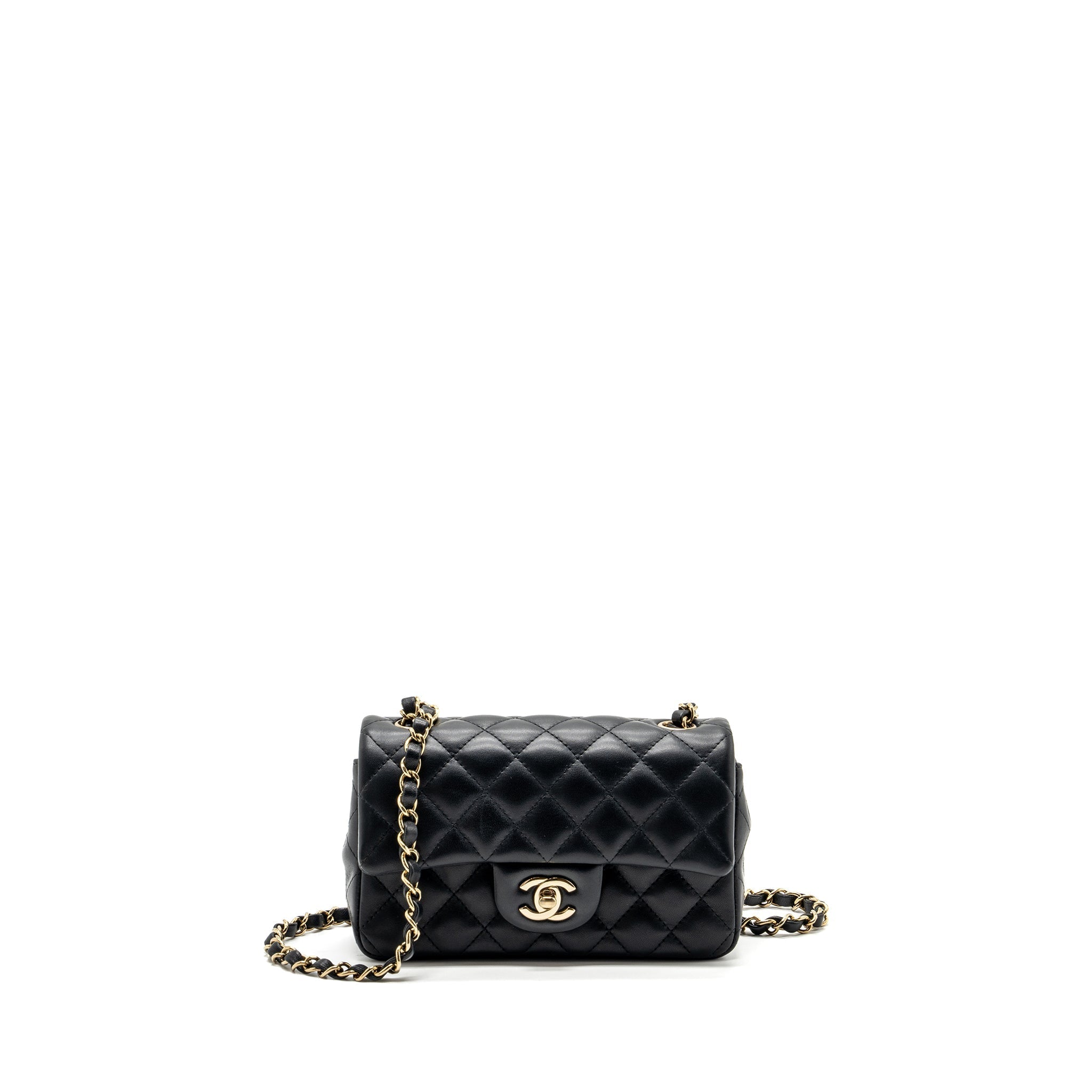 CHANEL CLASSIC MINI RECTANGULAR FLAP BAG LAMBSKIN BLACK LGHW (MICROCHIP)