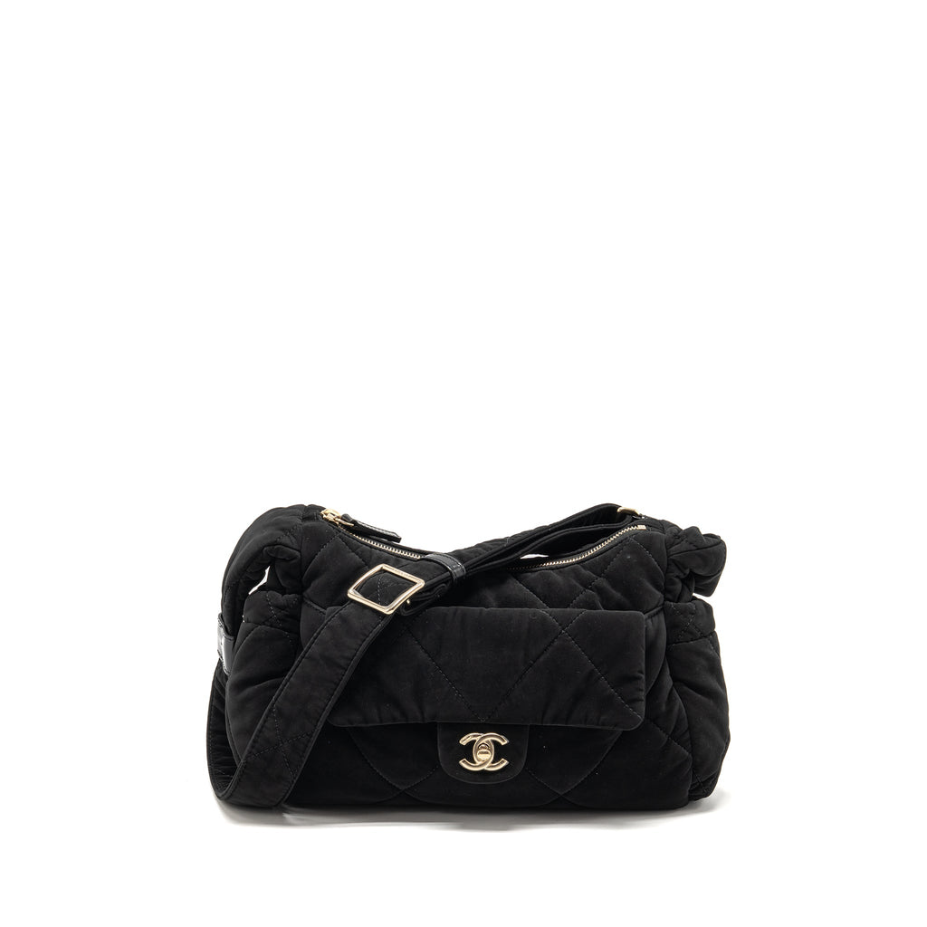 CHANEL 25N SKI SERIES COCONEIGE SHOULDER BAG NYLON BLACK LGHW (MICROCHIP)